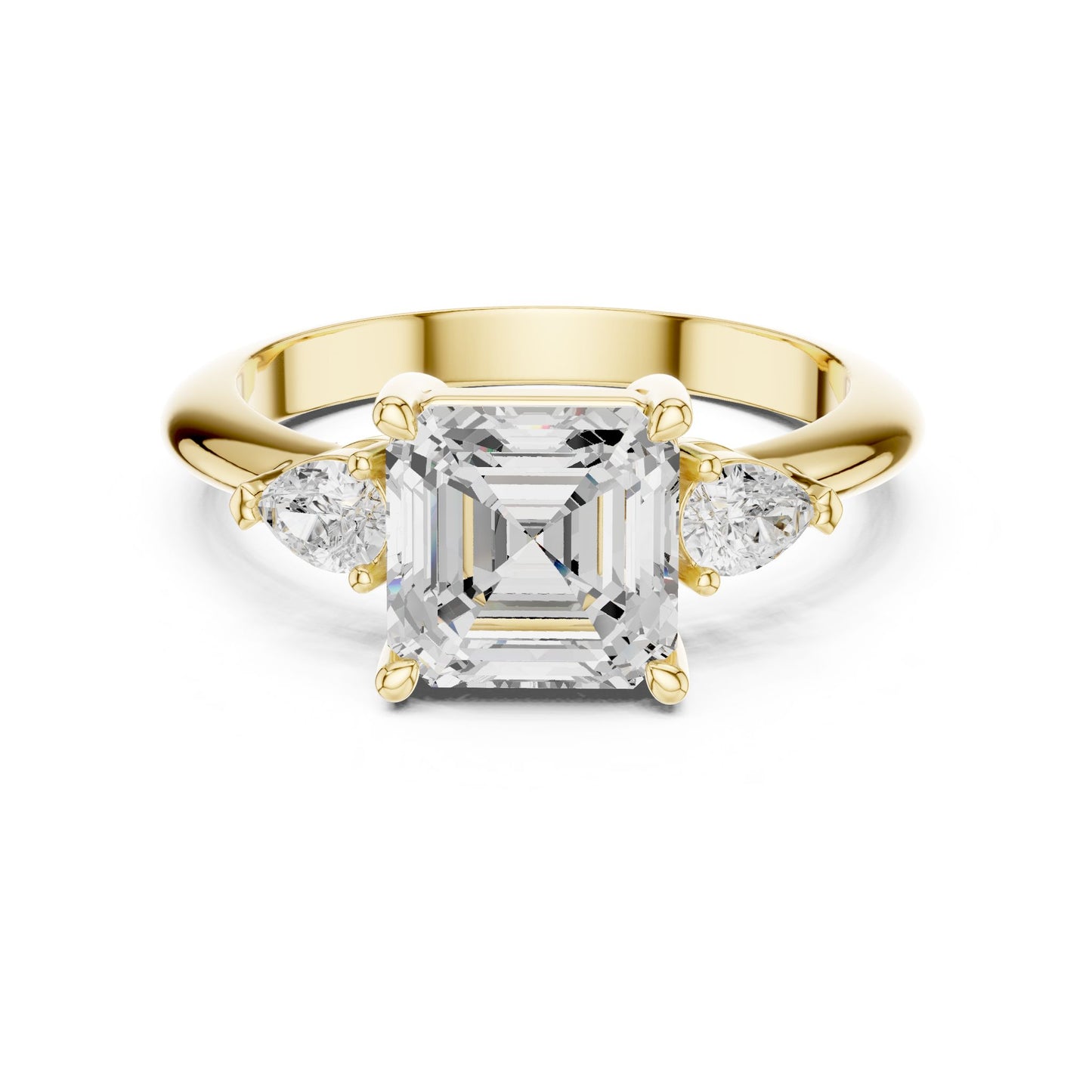Asscher Lab Grown Diamond Three-Stone Engagement Ring