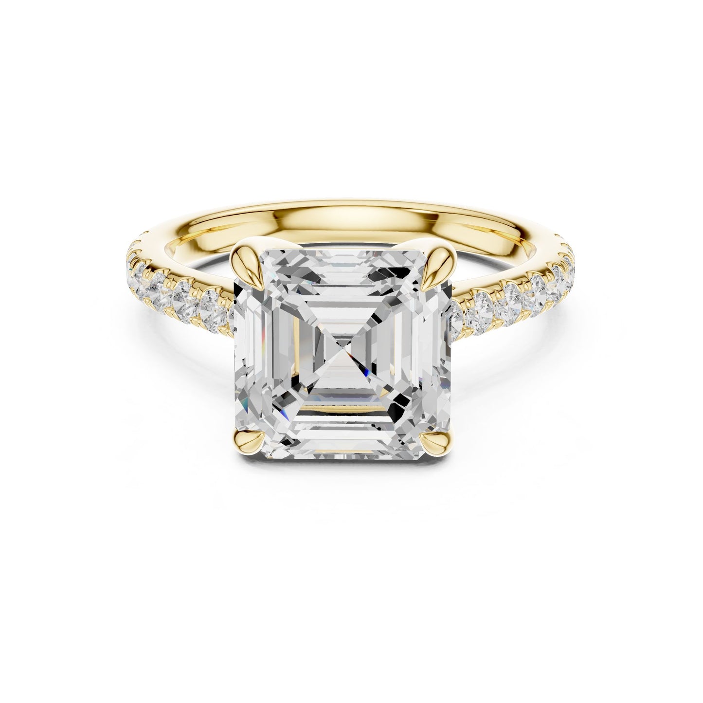 Cushion Lab Grown Diamond Hidden Halo Engagement Ring