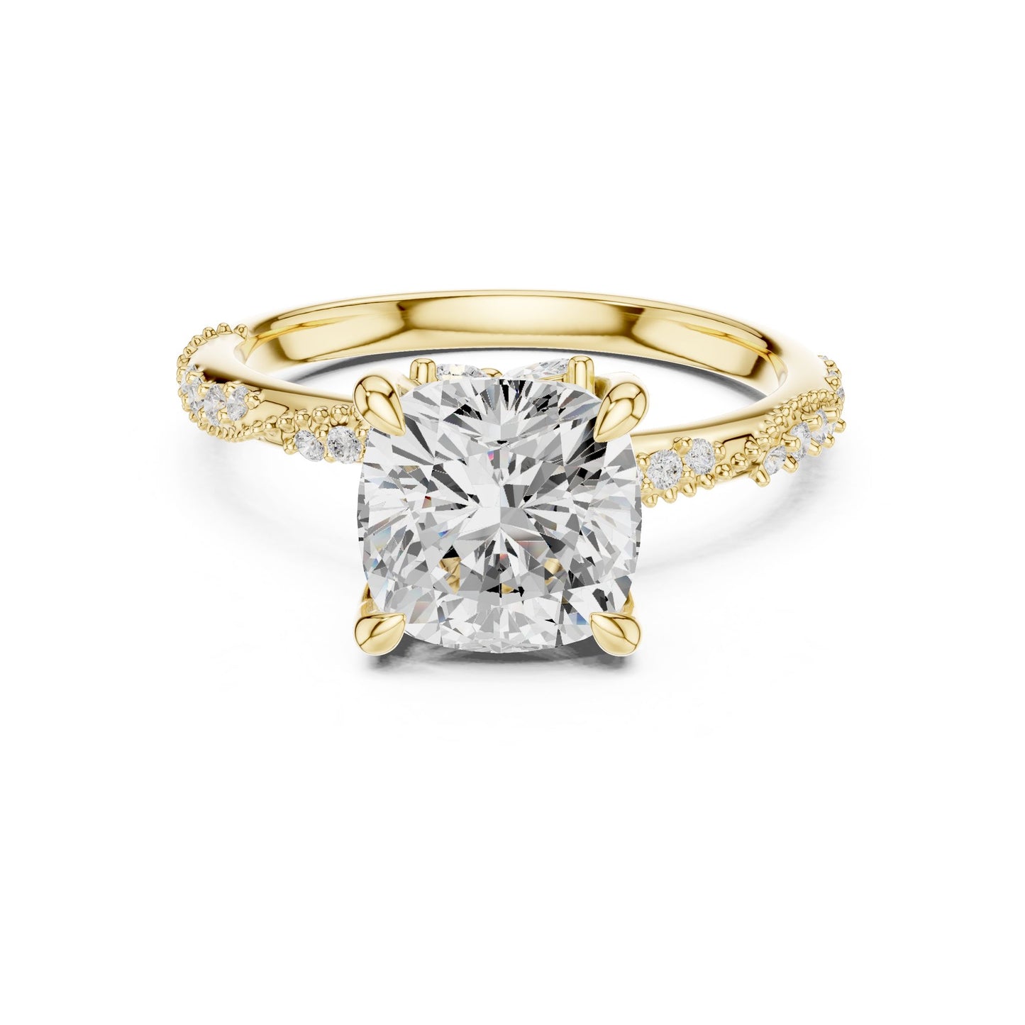 Cushion Lab Grown Diamond Pave Engagement Ring