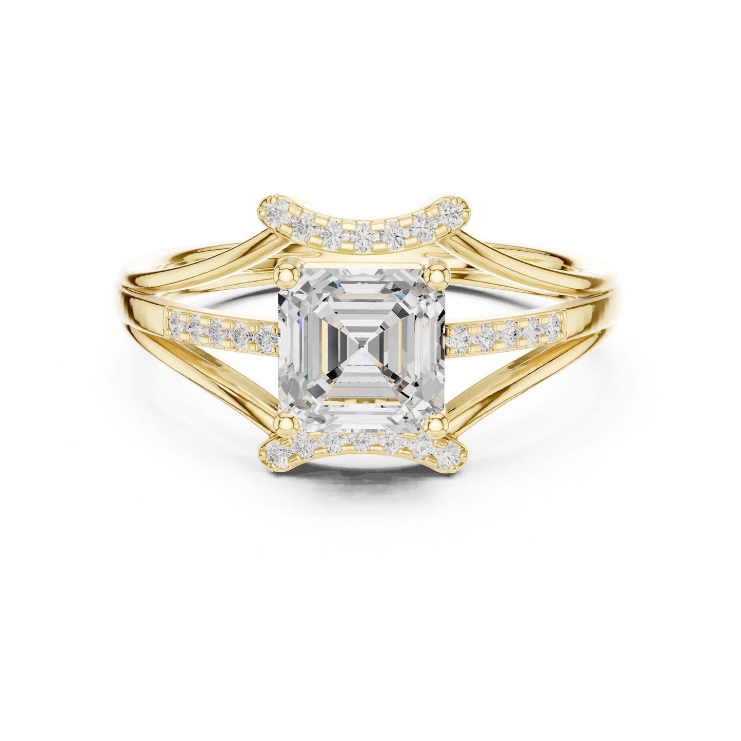Cushion Lab Grown Diamond Side-Stone Engagement Ring
