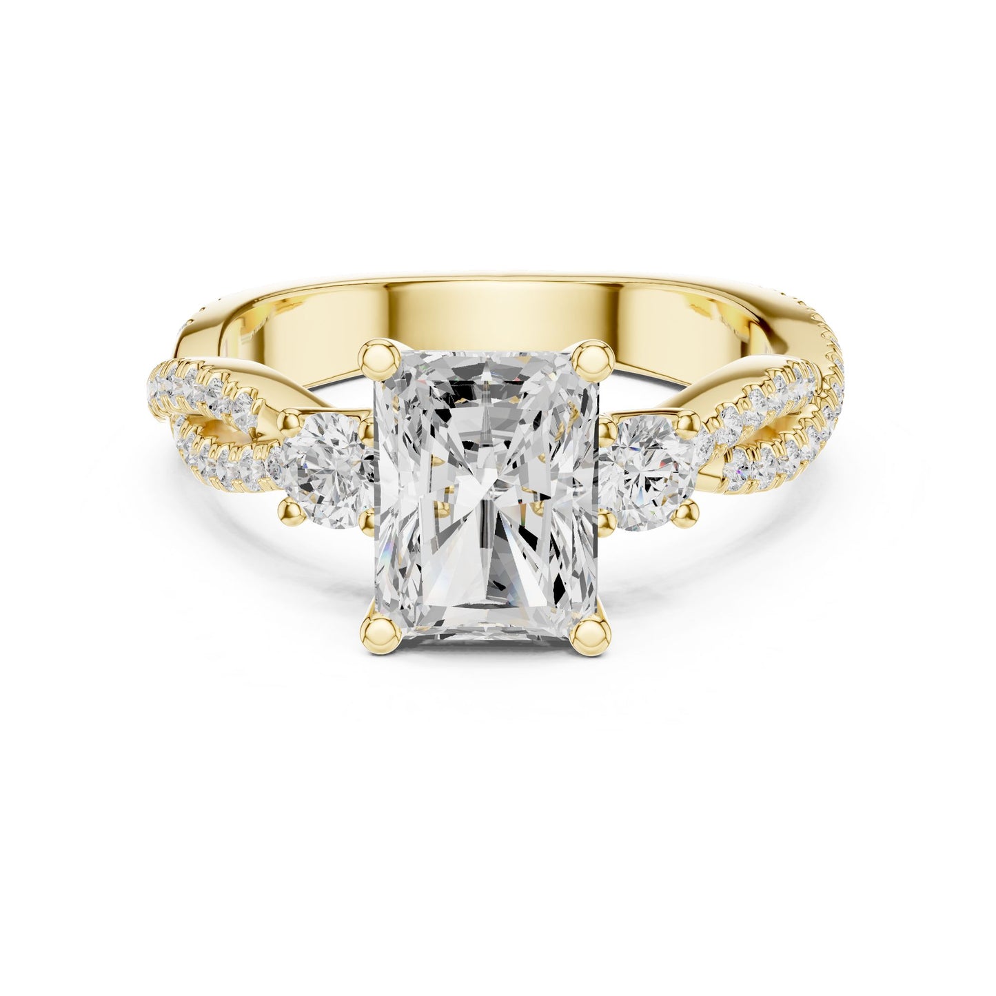 Cushion Lab Grown Diamond Side-Stone Engagement Ring