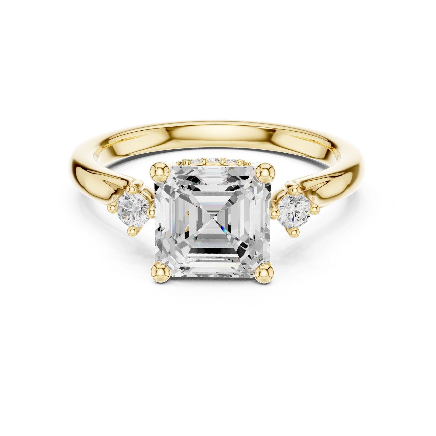 Cushion Lab Grown Diamond Side-Stone Engagement Ring
