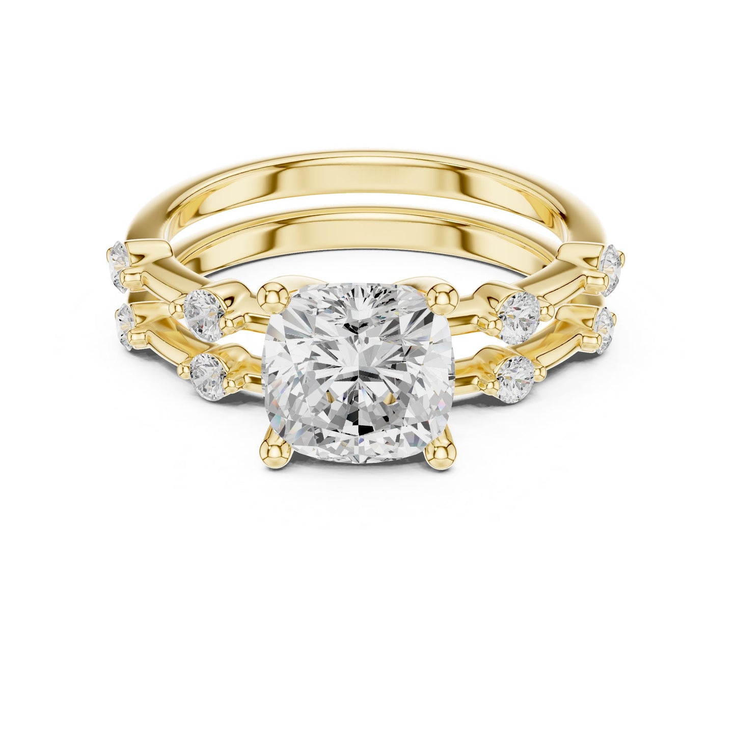 Cushion Lab Grown Diamond Side-Stone Engagement Ring