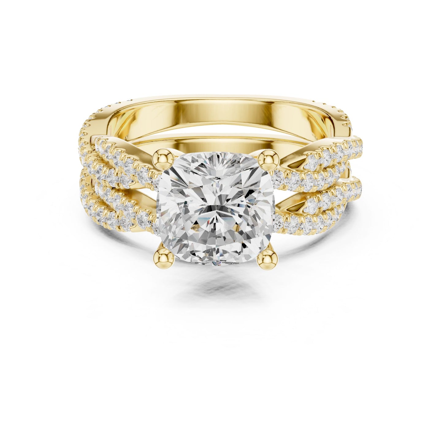 Cushion Lab Grown Diamond Side-Stone Engagement Ring
