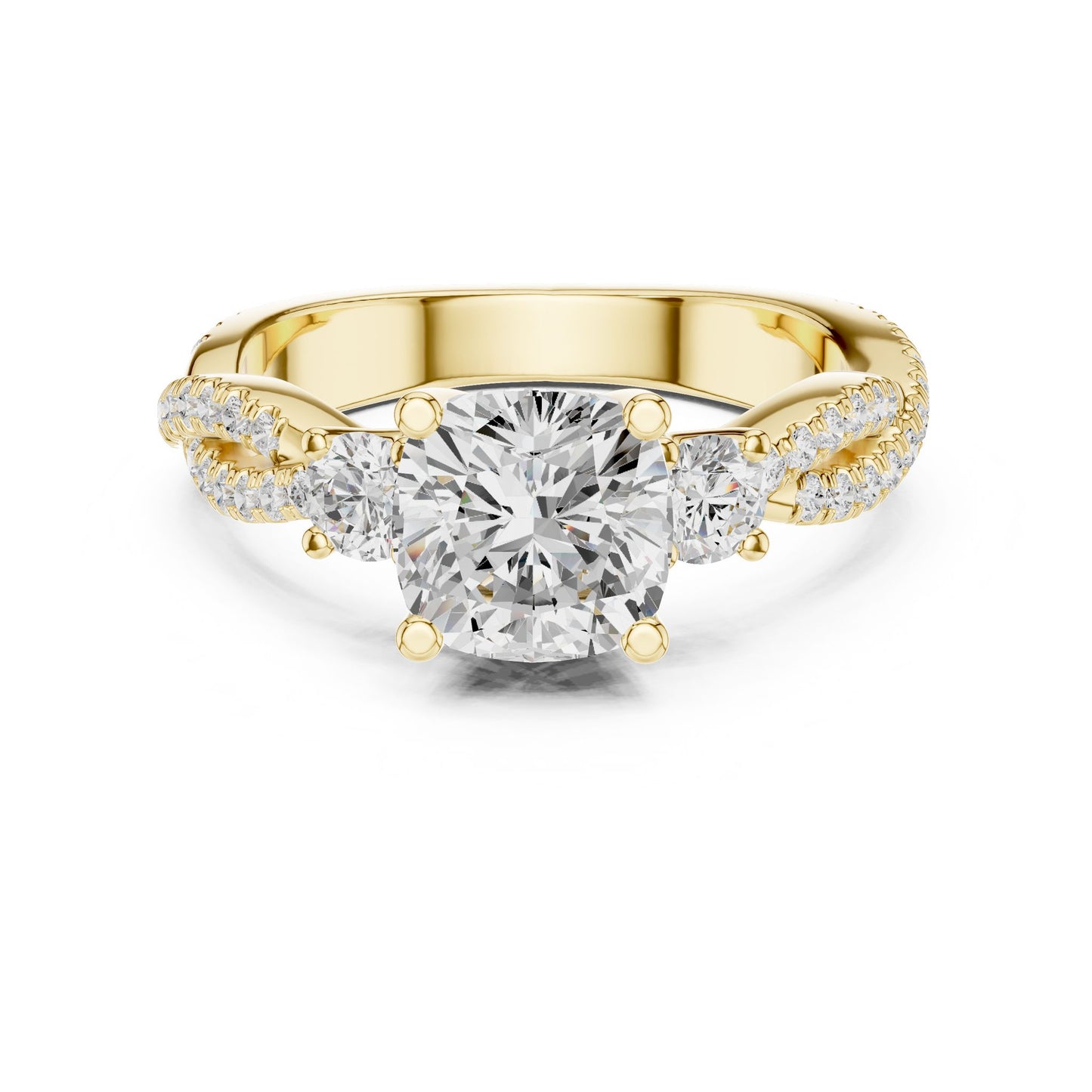 Cushion Lab Grown Diamond Three-Stone Engagement Ring