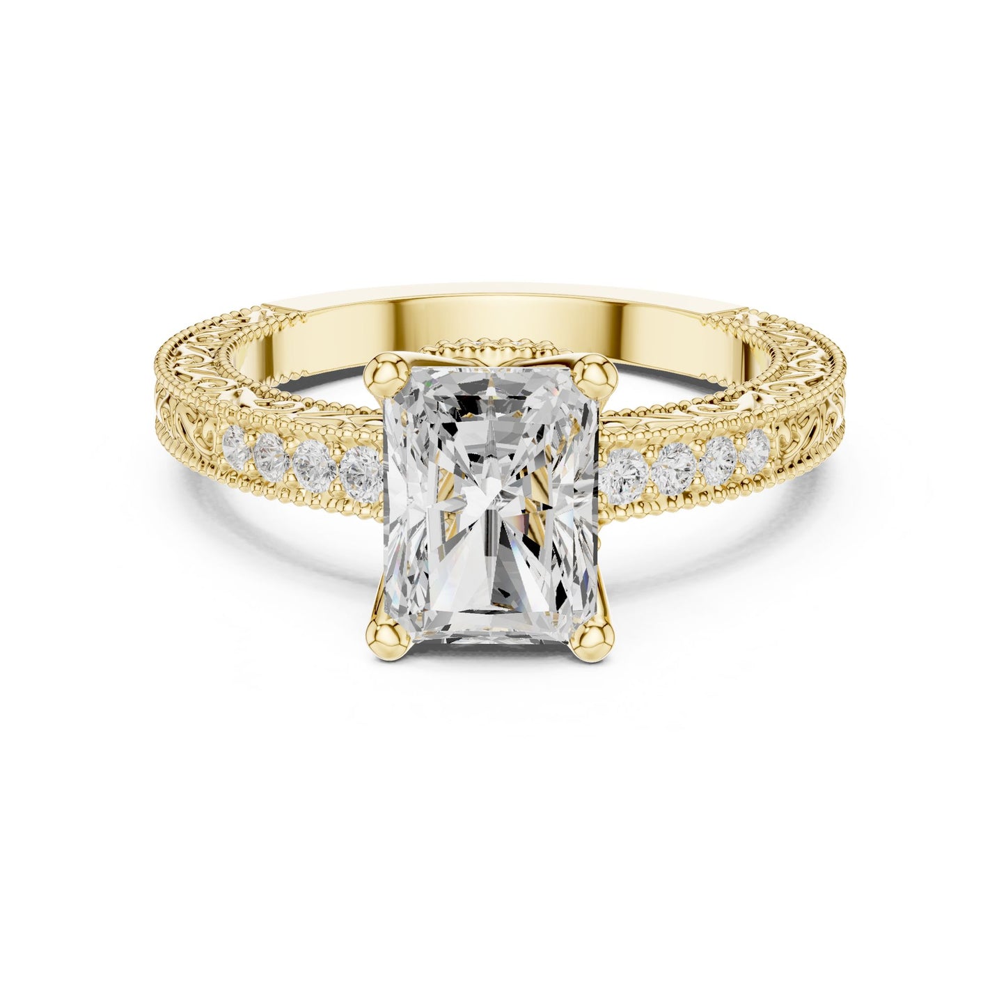 Cushion Lab Grown Diamond Vintage Engagement Ring