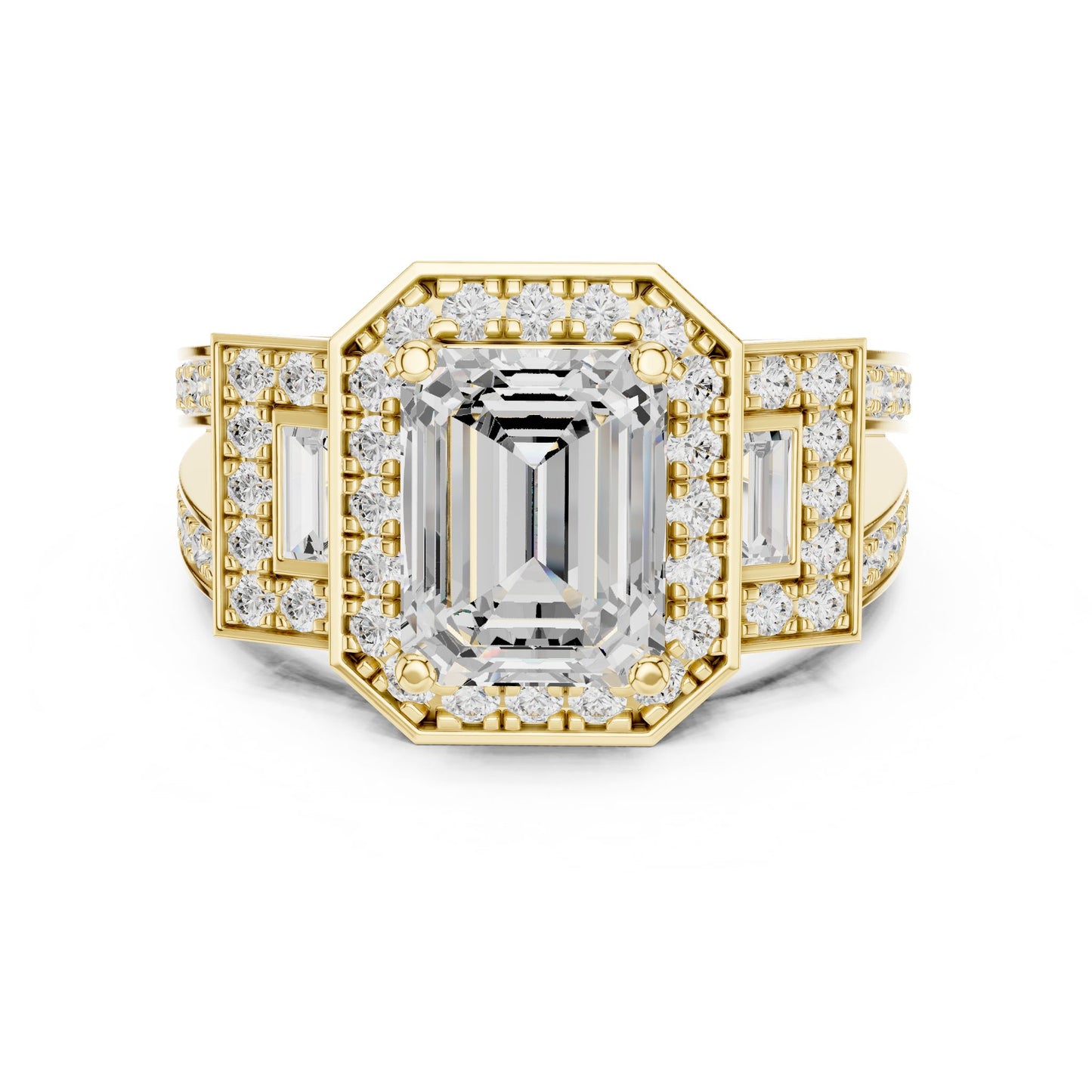 Emerald Lab Grown Diamond Halo Engagement Ring