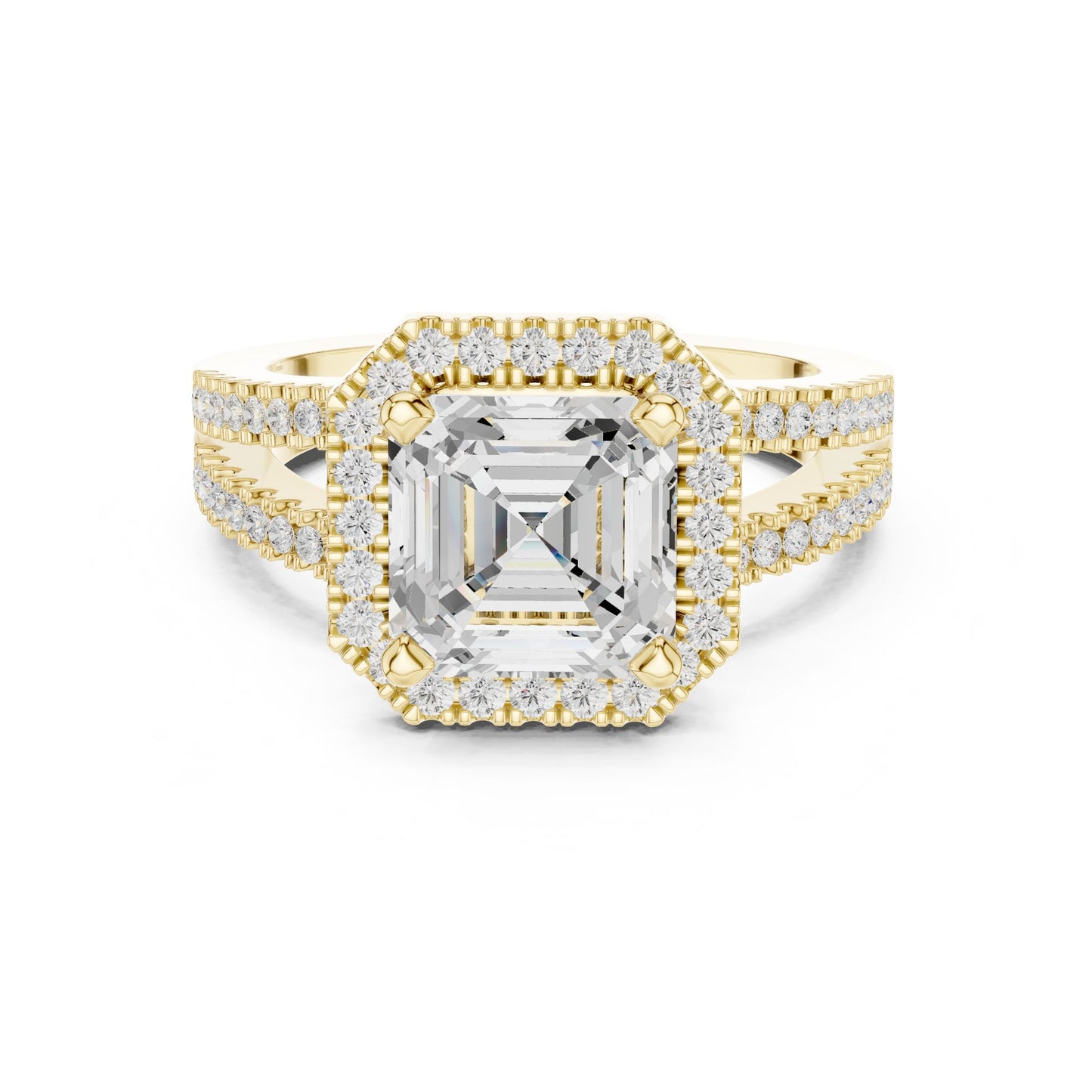 Emerald Lab Grown Diamond Halo Engagement Ring