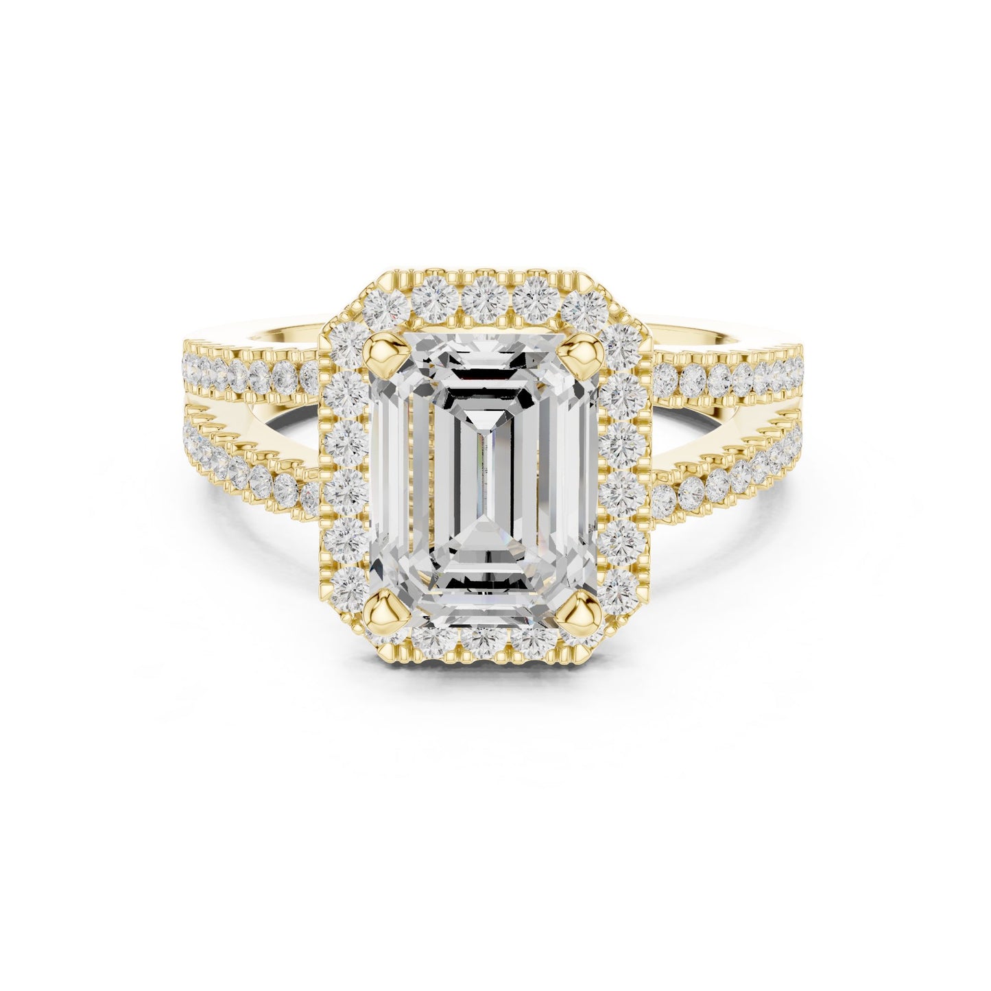 Emerald Lab Grown Diamond Halo Engagement Ring