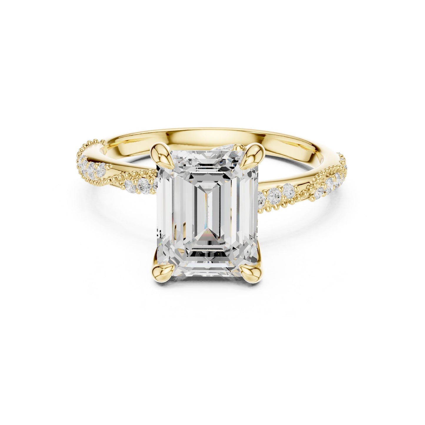 Emerald Lab Grown Diamond Pave Engagement Ring