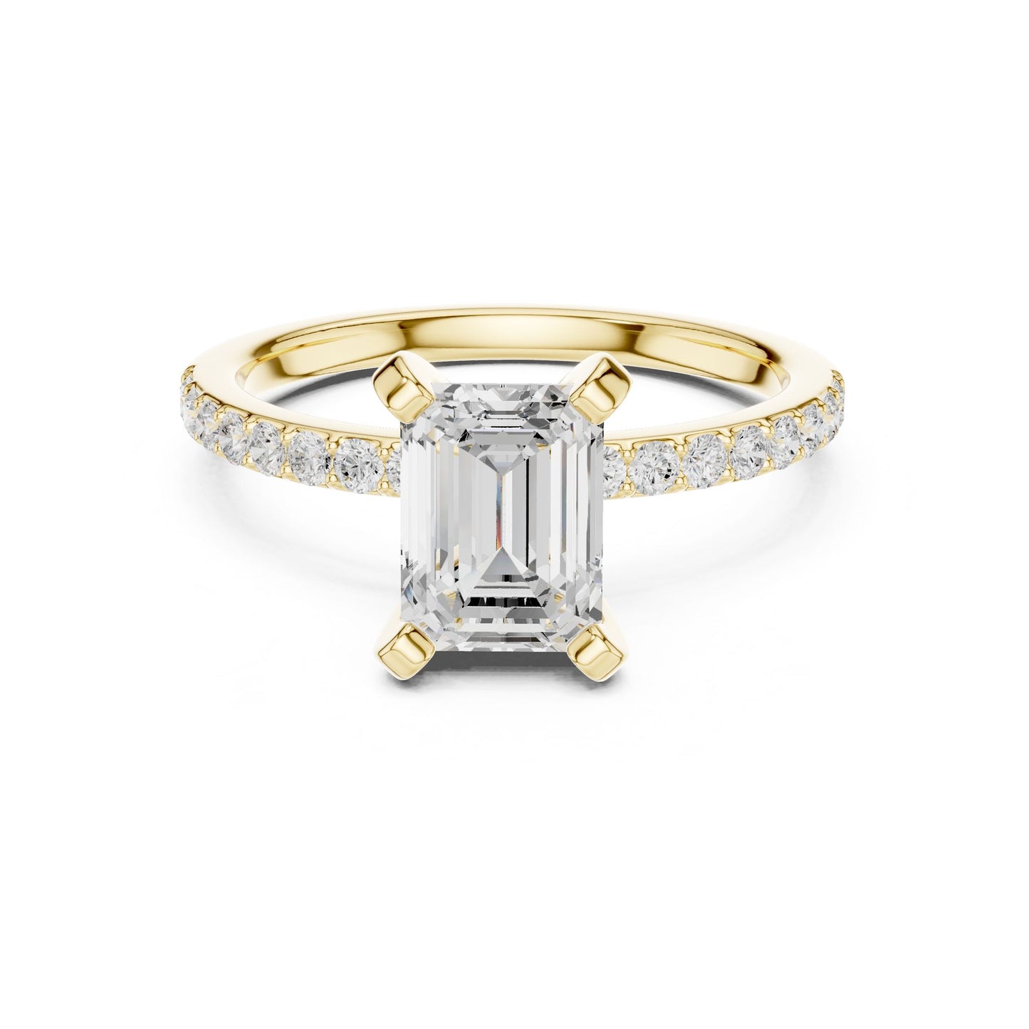 Emerald Lab Grown Diamond Pave Engagement Ring