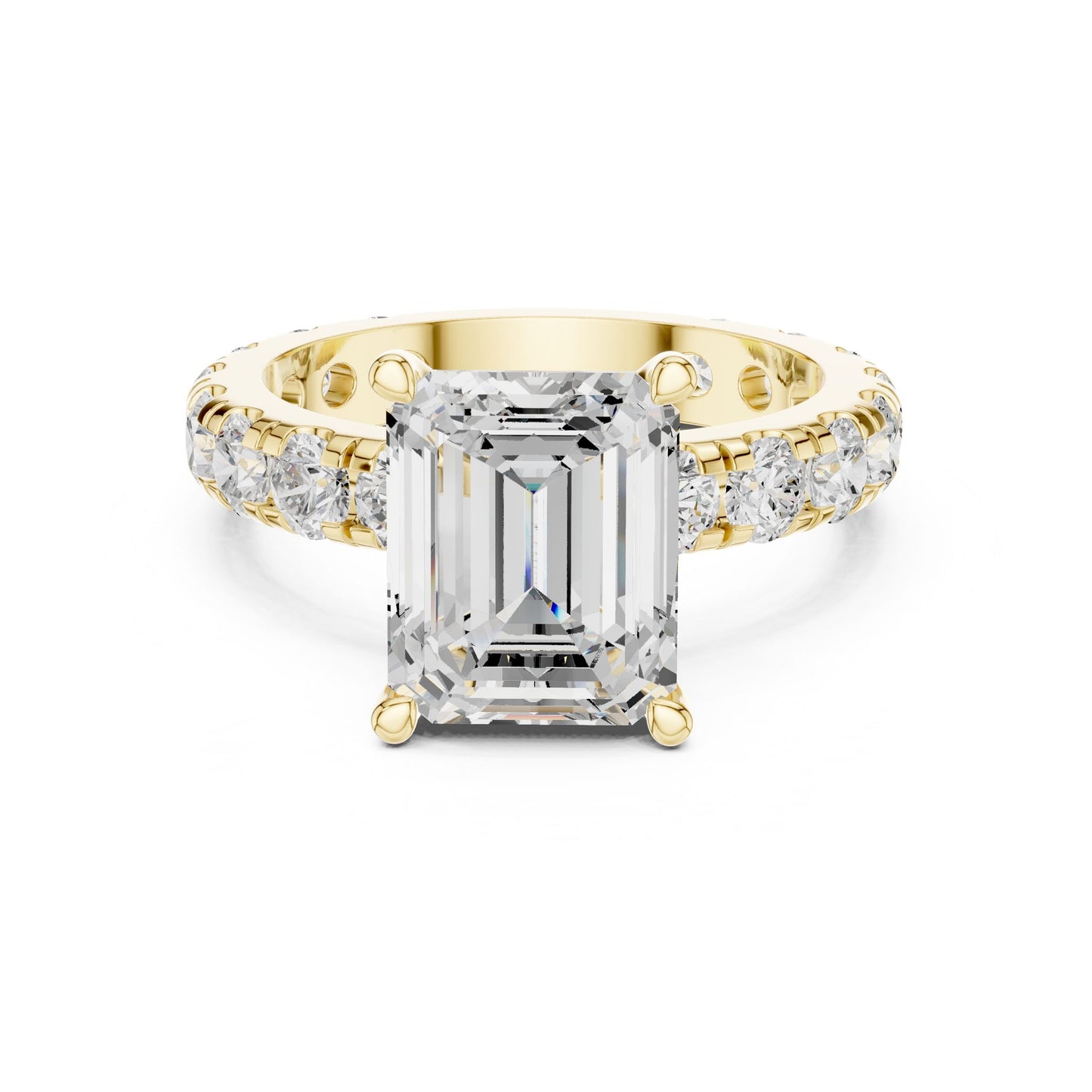 Emerald Lab Grown Diamond Pave Engagement Ring