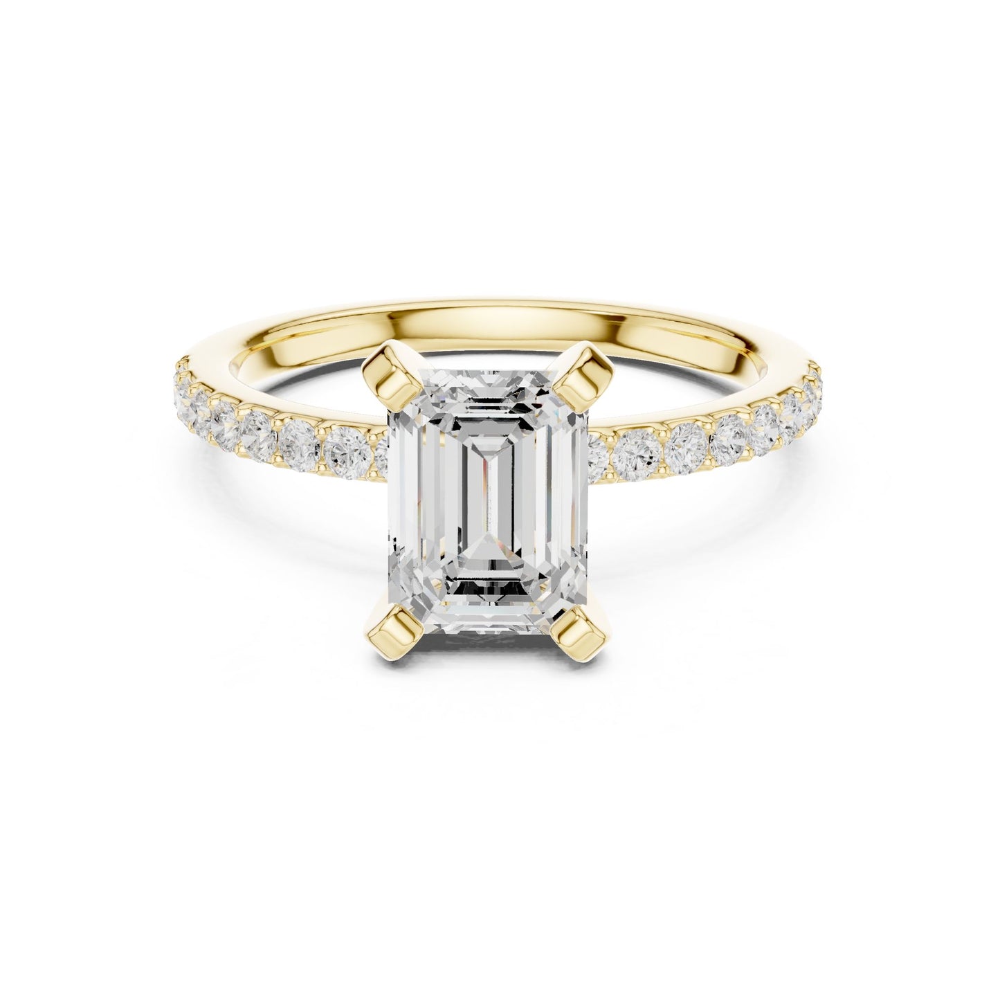 Emerald Lab Grown Diamond Pave Engagement Ring