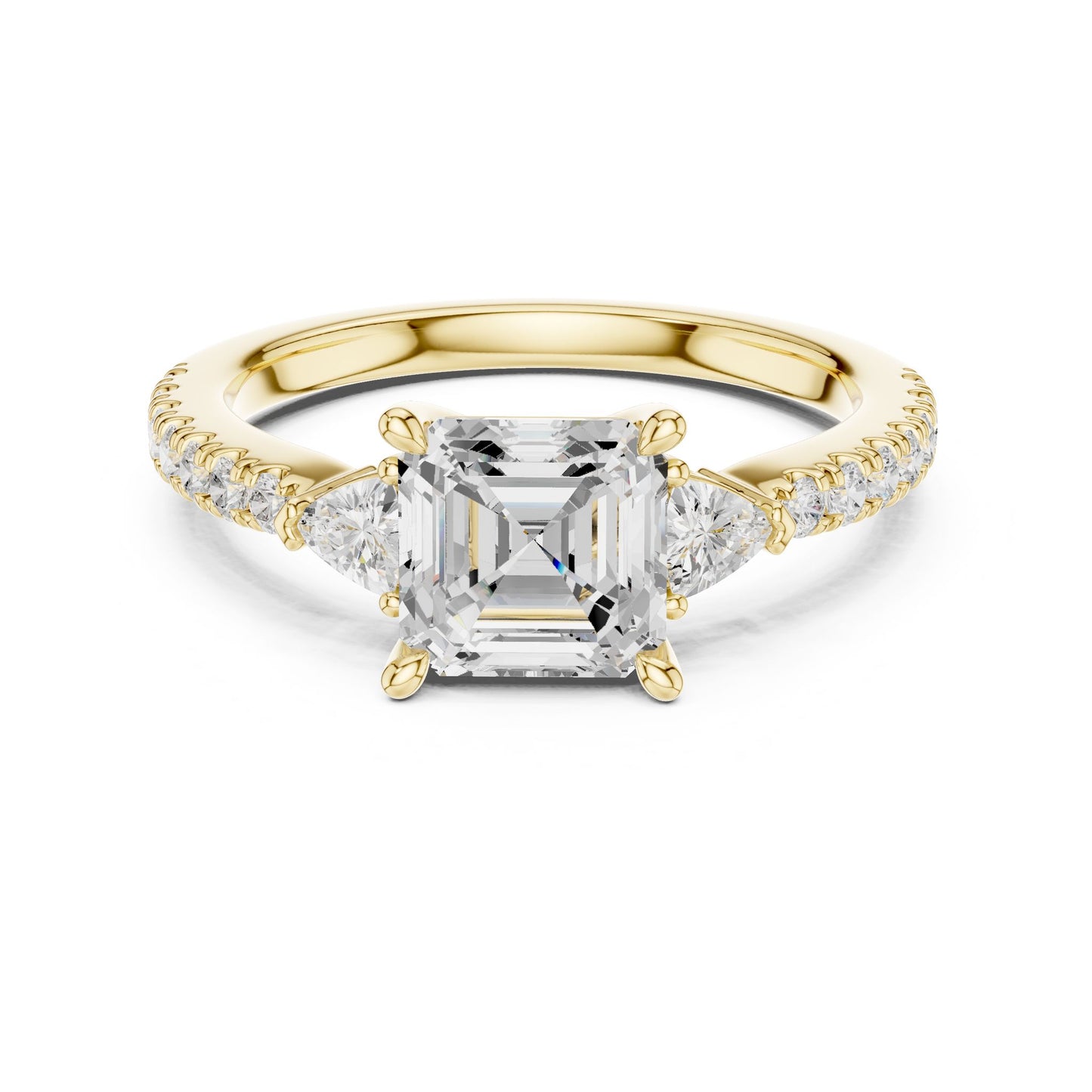 Emerald Lab Grown Diamond Side-Stone Engagement Ring