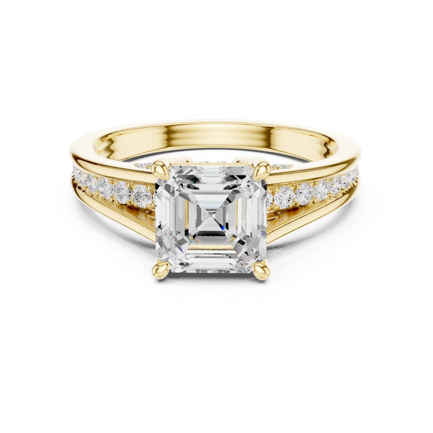 Emerald Lab Grown Diamond Side-Stone Engagement Ring