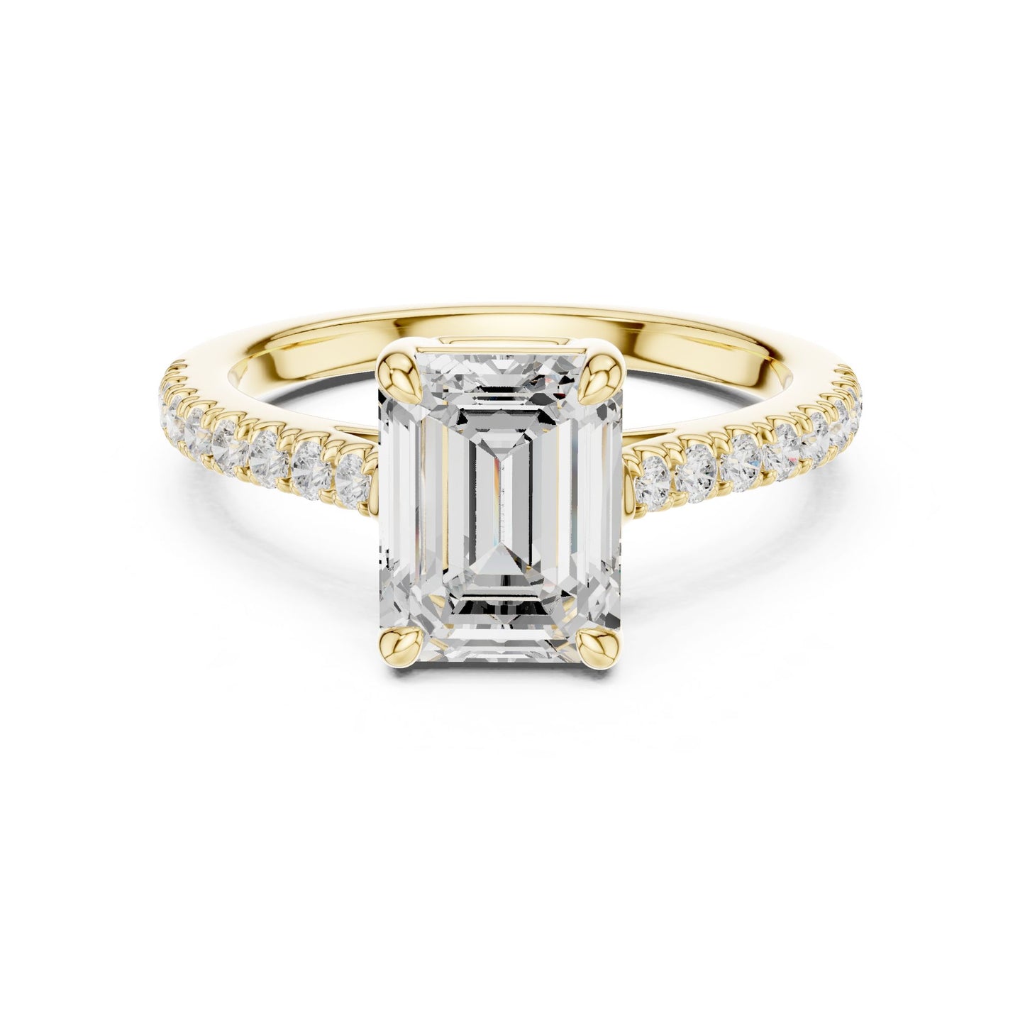 Emerald Lab Grown Diamond Side-Stone Engagement Ring