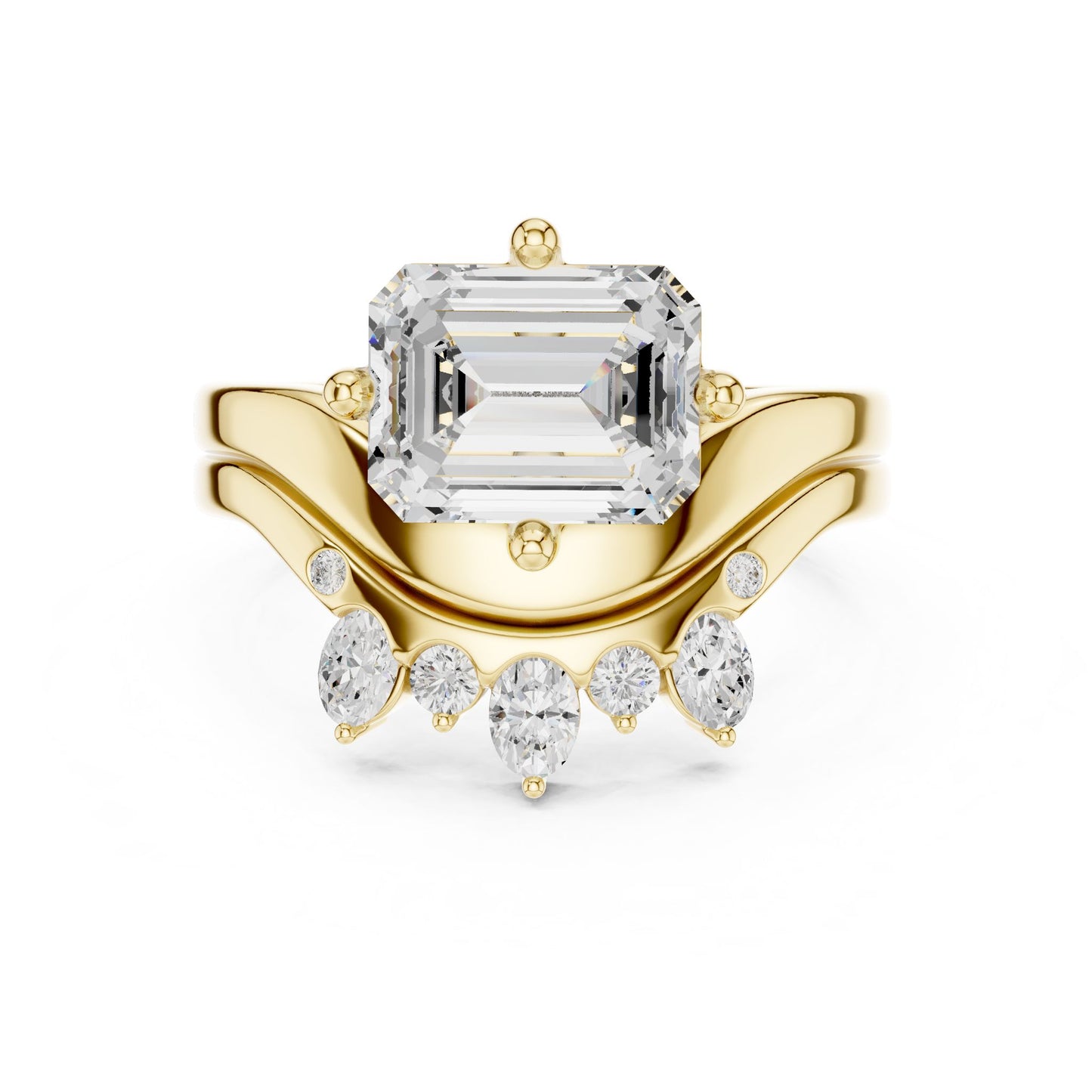 Emerald Lab Grown Diamond Side-Stone Engagement Ring