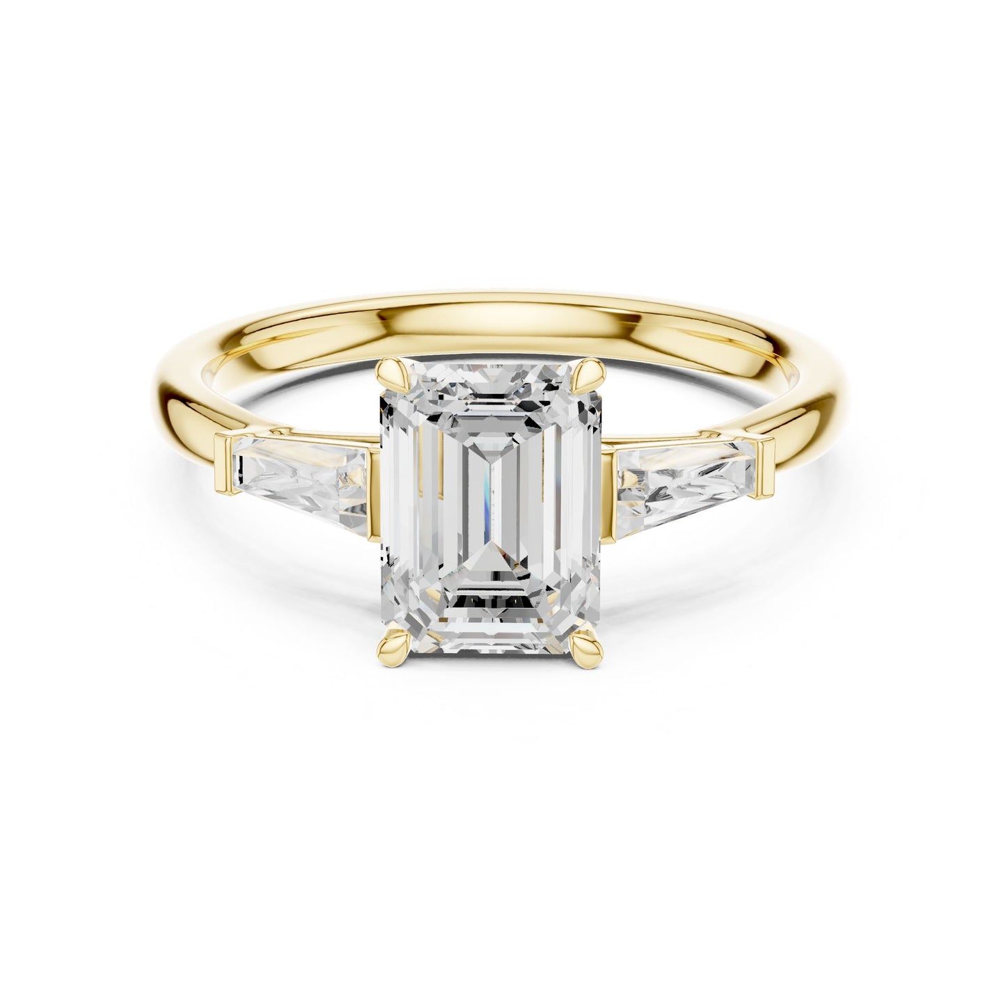 Emerald Lab Grown Diamond Three-Stone Engagement Ring