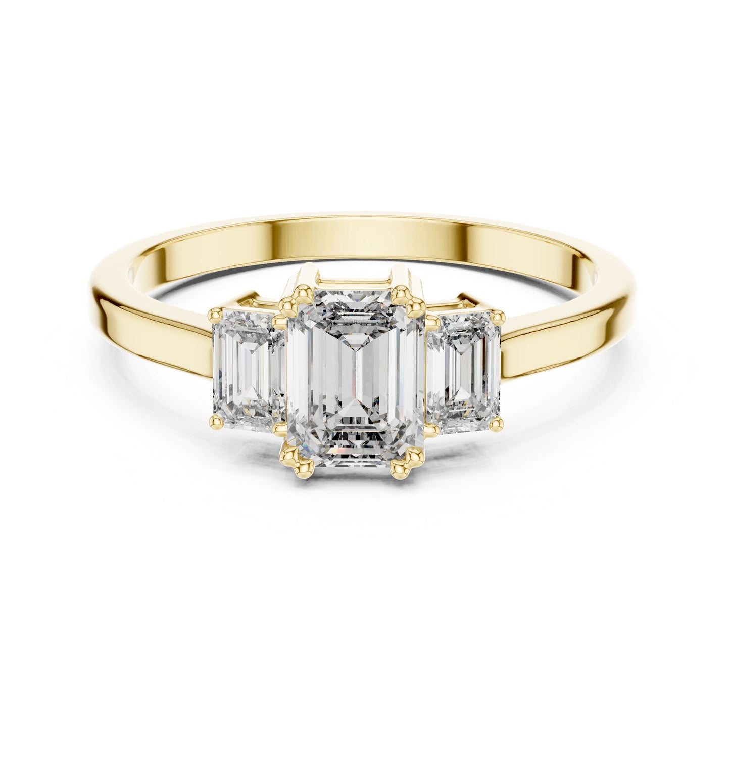 Emerald Lab Grown Diamond Three-Stone Engagement Ring
