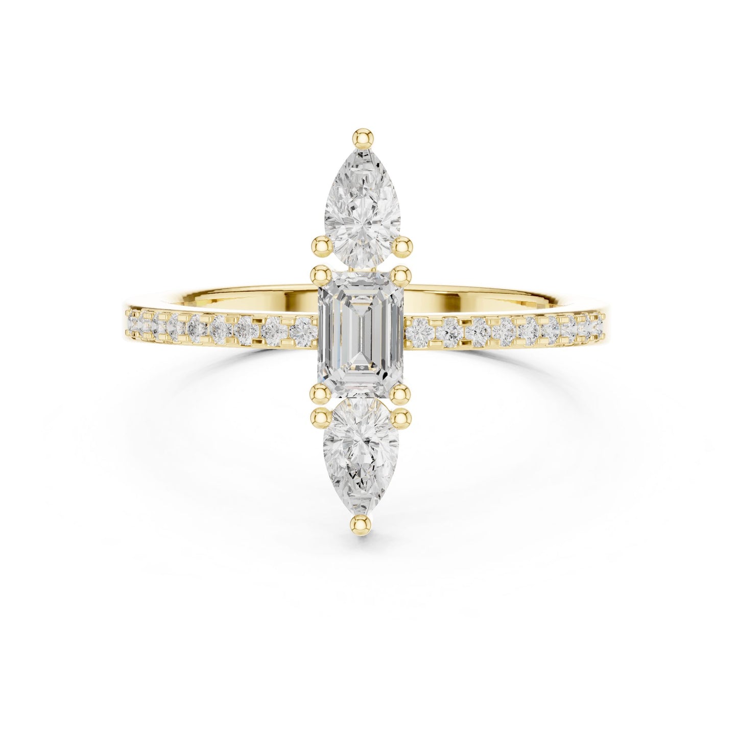 Emerald Lab Grown Diamond Three-Stone Engagement Ring