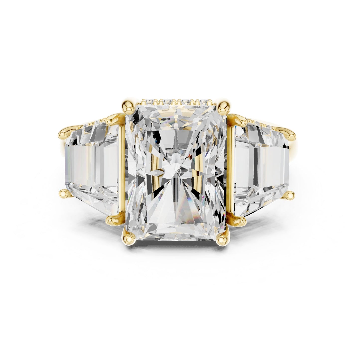Emerald Lab Grown Diamond Three-Stone Engagement Ring