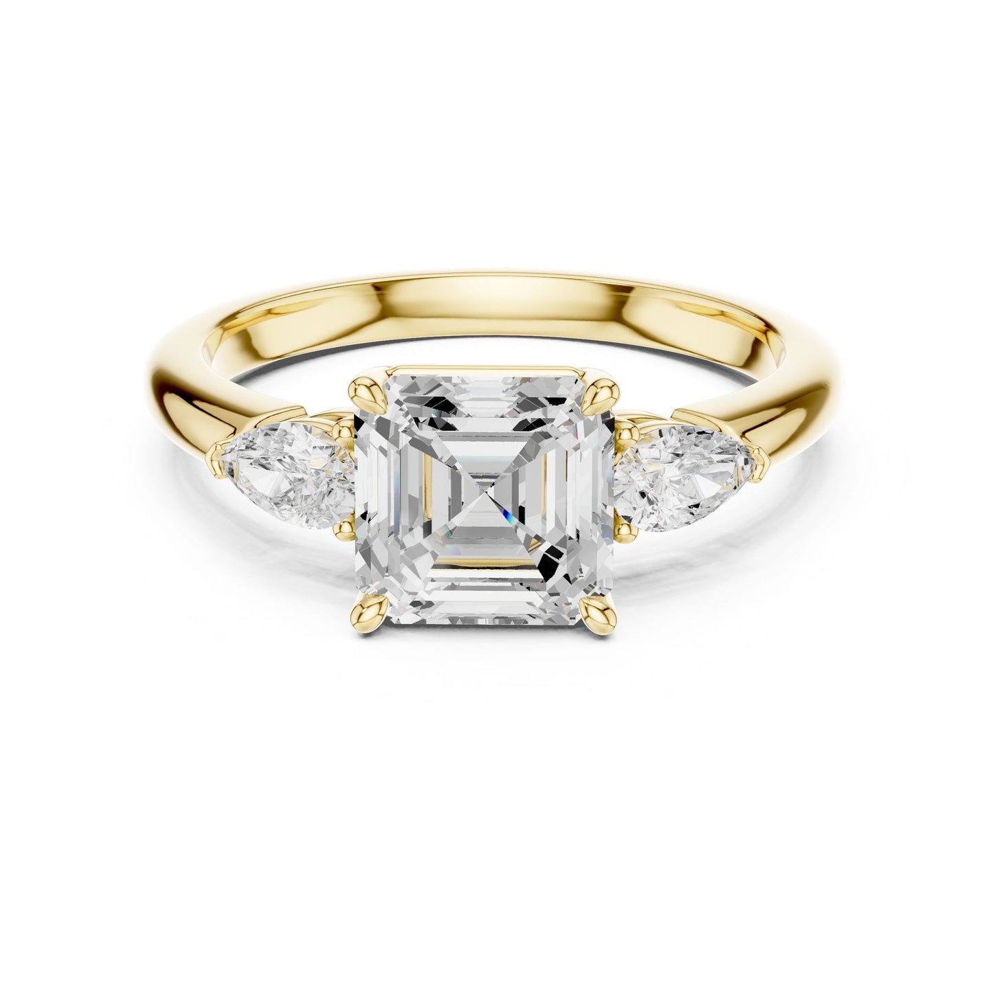 Emerald Lab Grown Diamond Three-Stone Engagement Ring