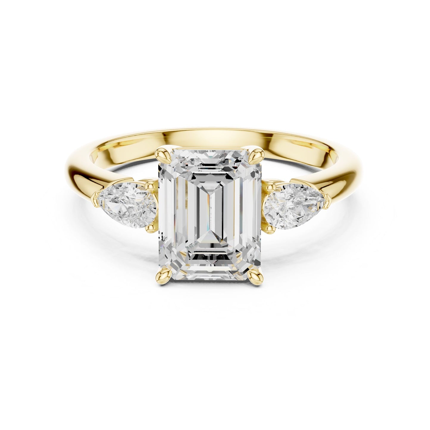 Emerald Lab Grown Diamond Three-Stone Engagement Ring