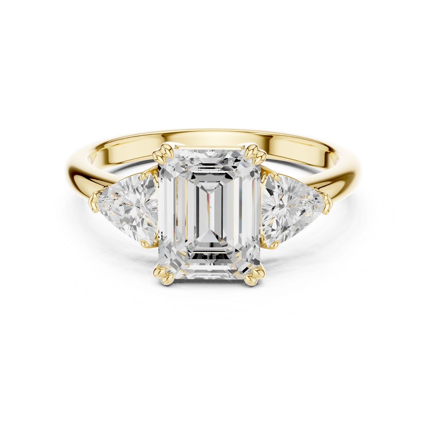 Emerald Lab Grown Diamond Three-Stone Engagement Ring