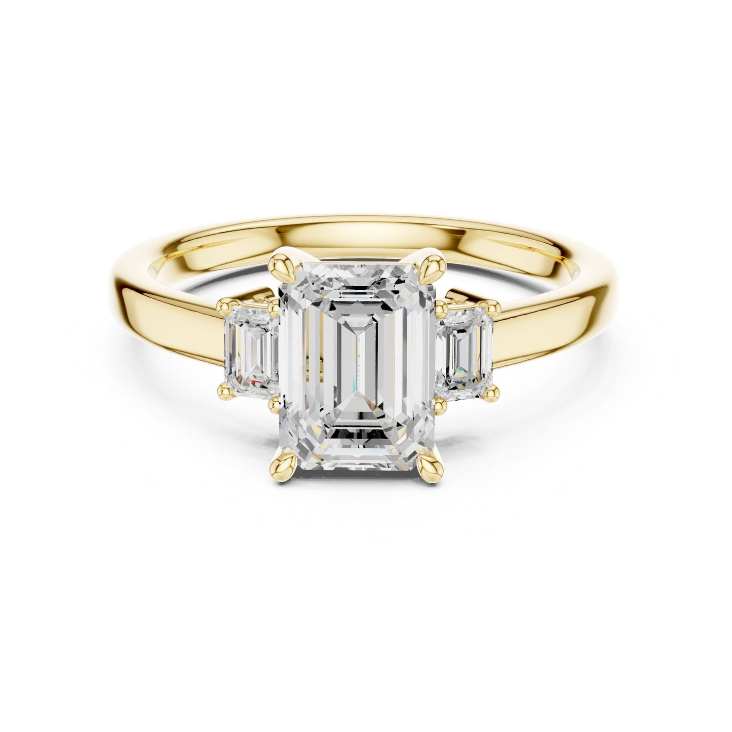 Emerald Lab Grown Diamond Three-Stone Engagement Ring