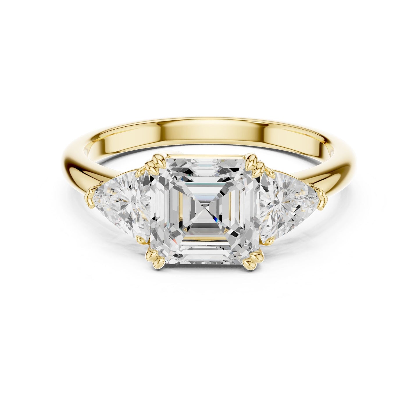 Emerald Lab Grown Diamond Three-Stone Engagement Ring