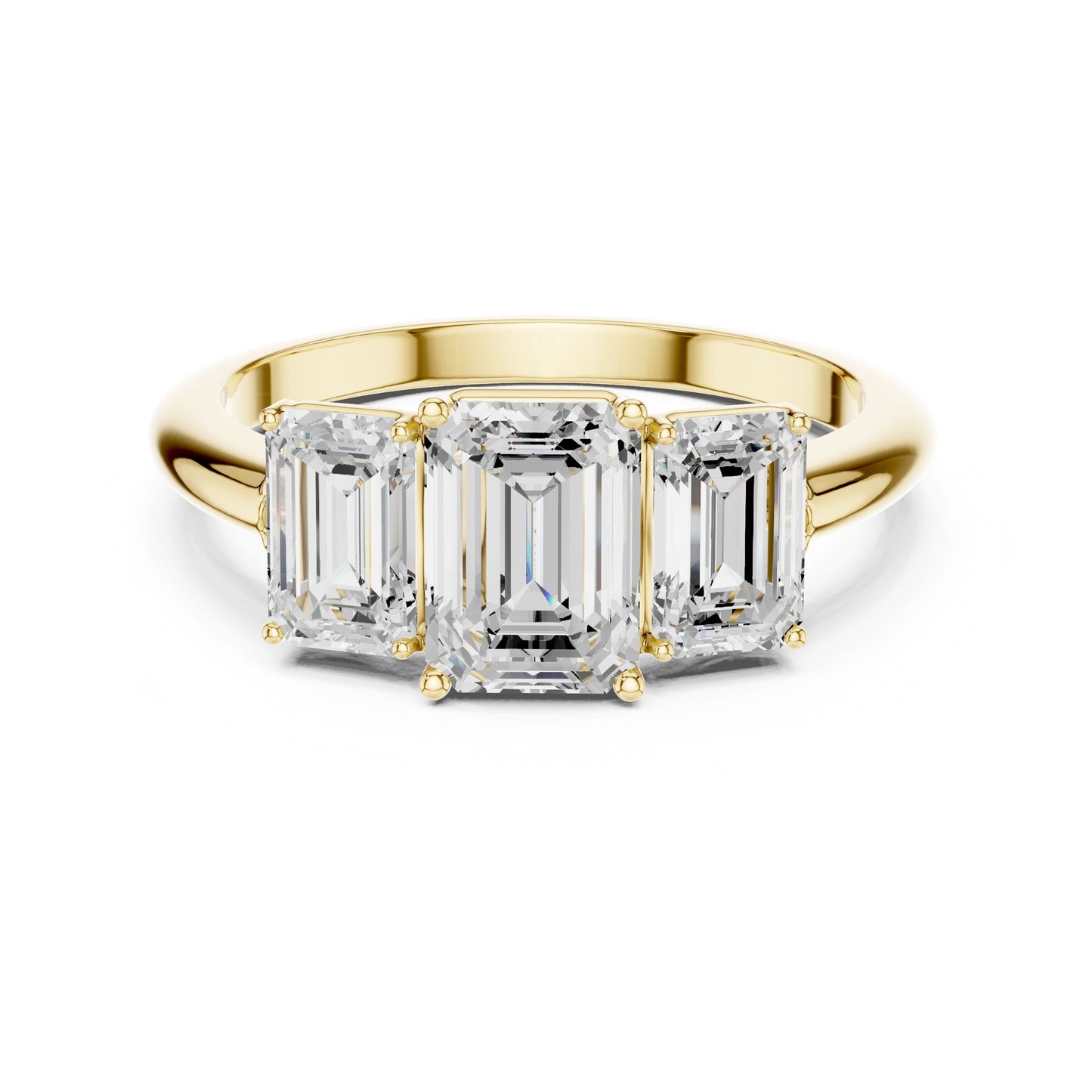 Emerald Lab Grown Diamond Three-Stone Engagement Ring
