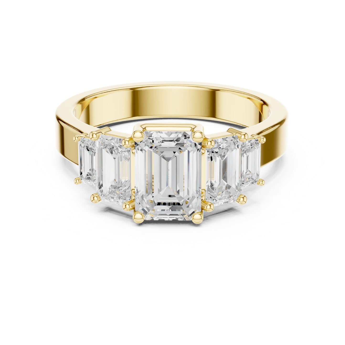 Emerald Lab Grown Diamond Three-Stone Engagement Ring