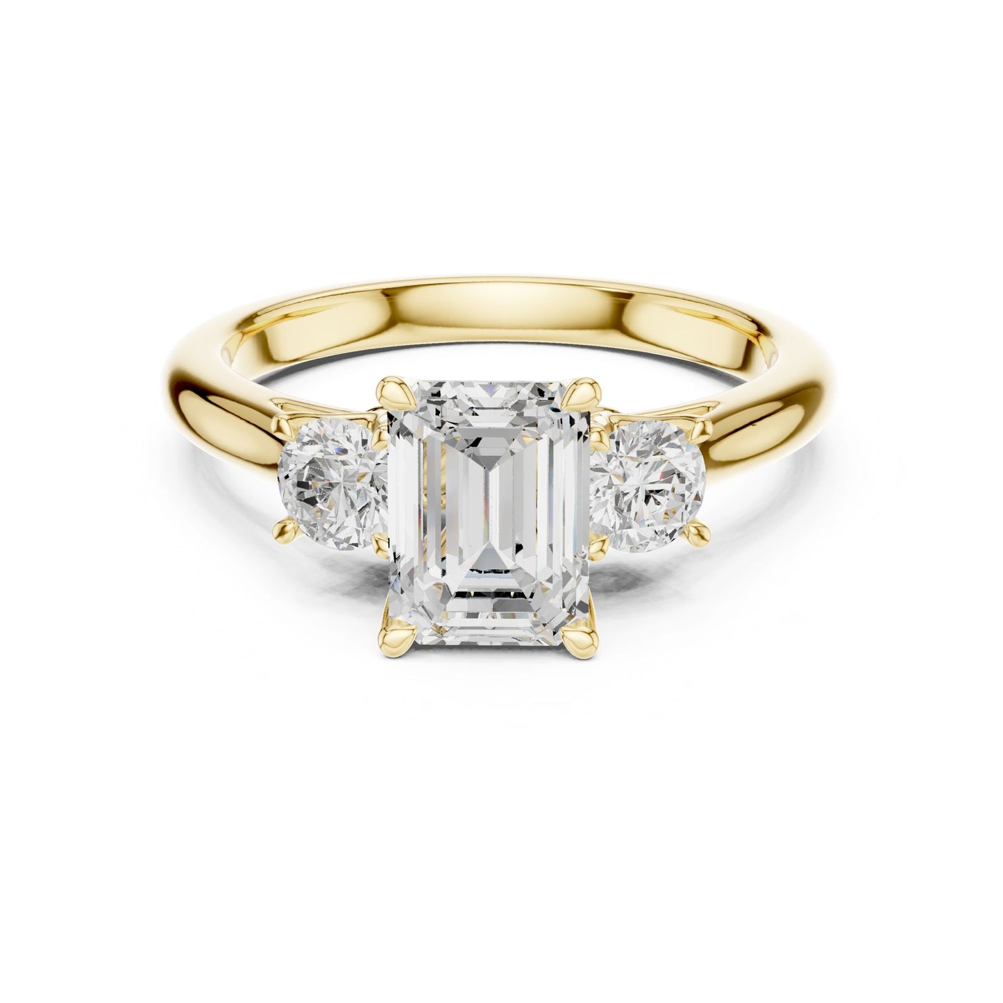 Emerald Lab Grown Diamond Three-Stone Engagement Ring