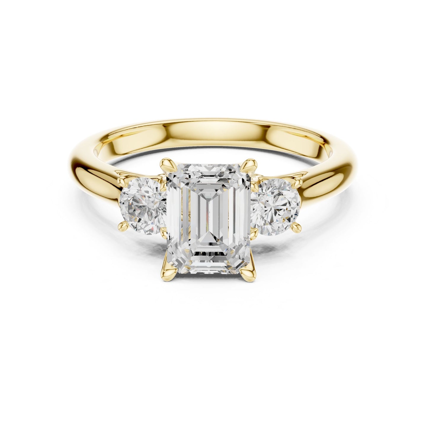 Emerald Lab Grown Diamond Three-Stone Engagement Ring