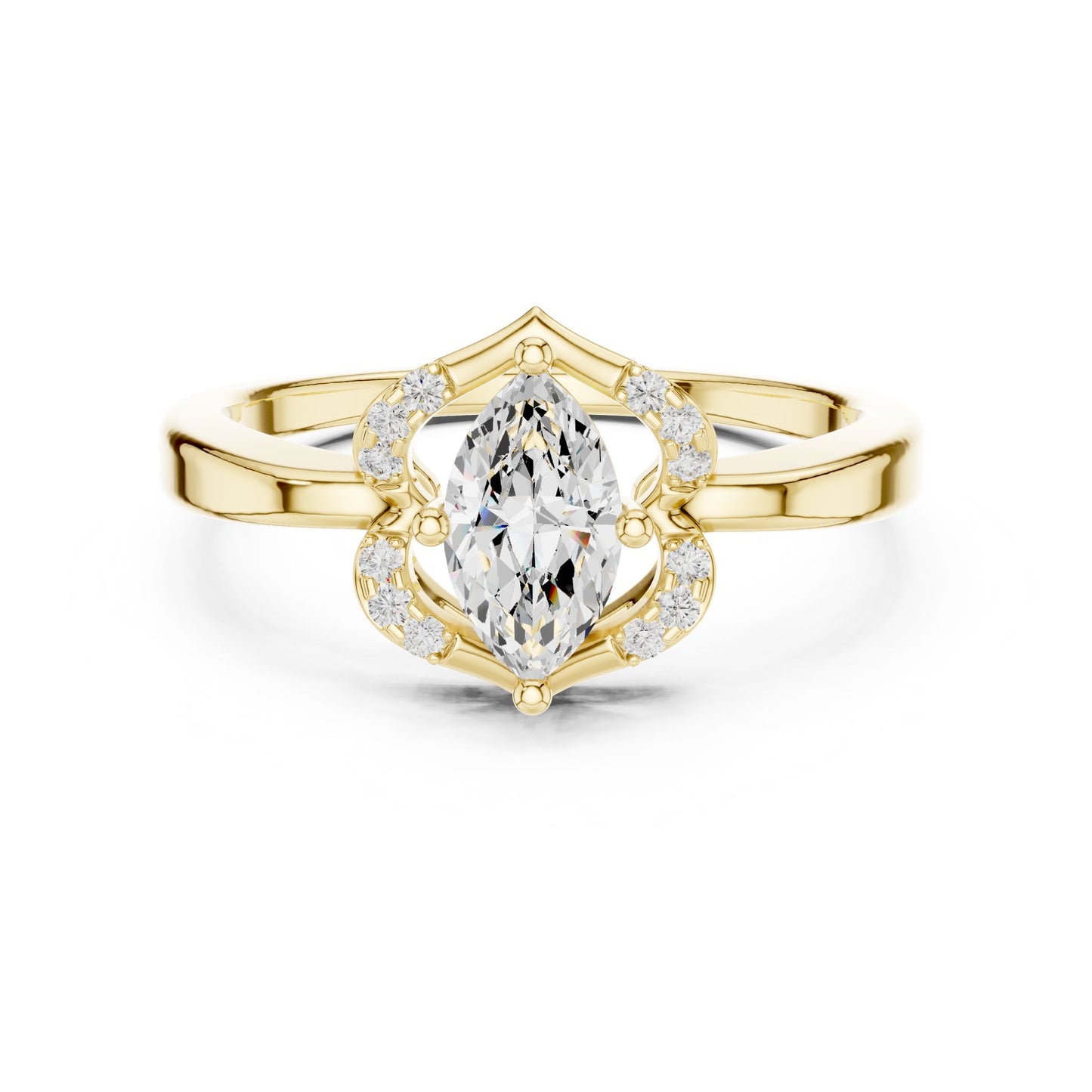 Marquise Lab Grown Diamond Side-Stone Engagement Ring