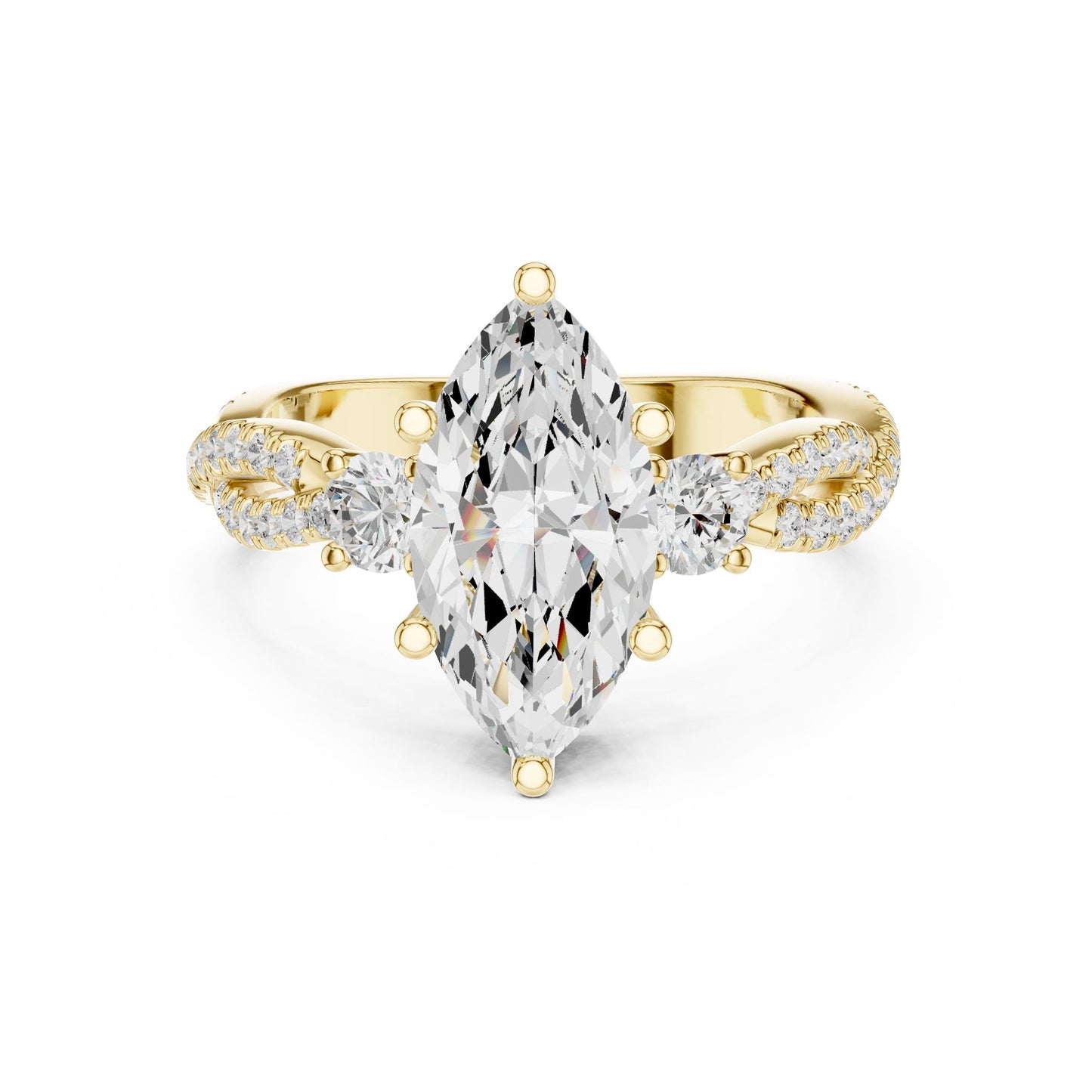 Marquise Lab Grown Diamond Side-Stone Engagement Ring