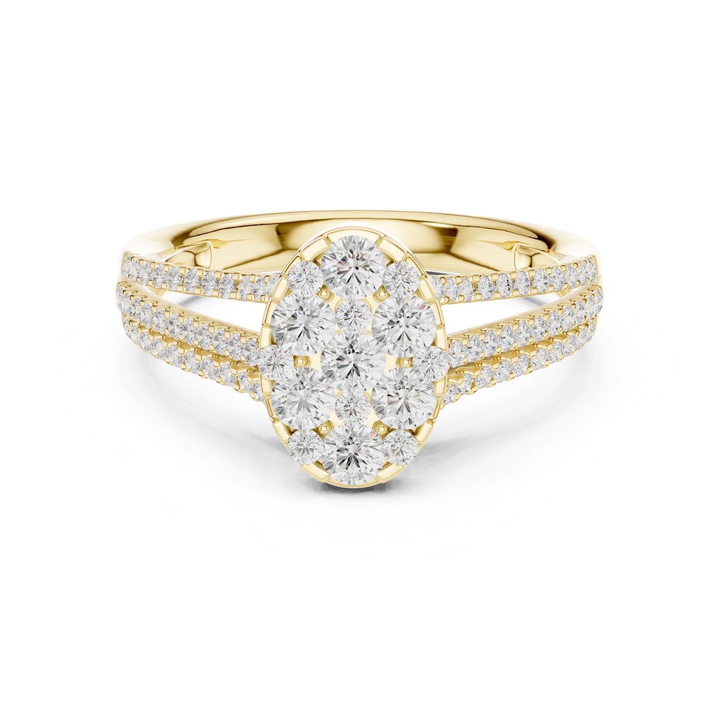 Oval Lab Grown Diamond Cluster Engagement Ring
