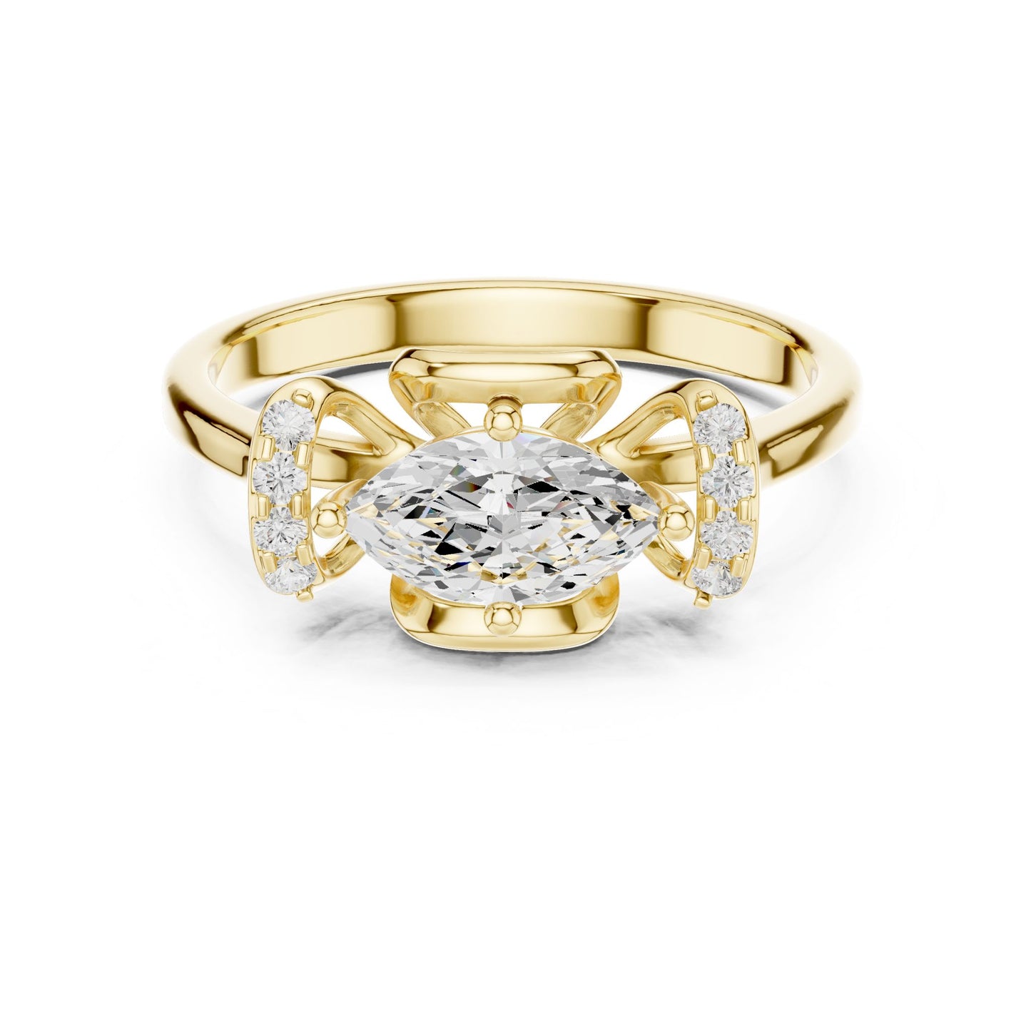 Oval Lab Grown Diamond Side-Stone Engagement Ring