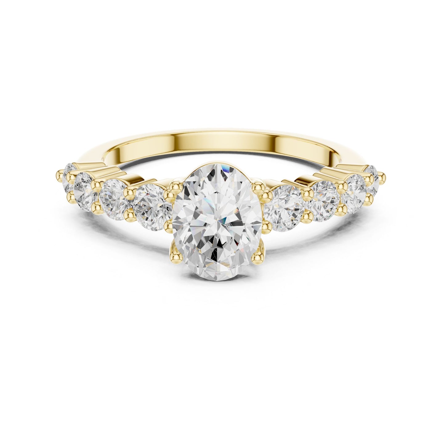 Oval Lab Grown Diamond Side-Stone Engagement Ring
