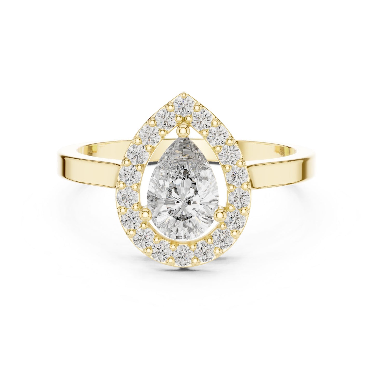 Pear Lab Grown Diamond Halo Engagement Ring