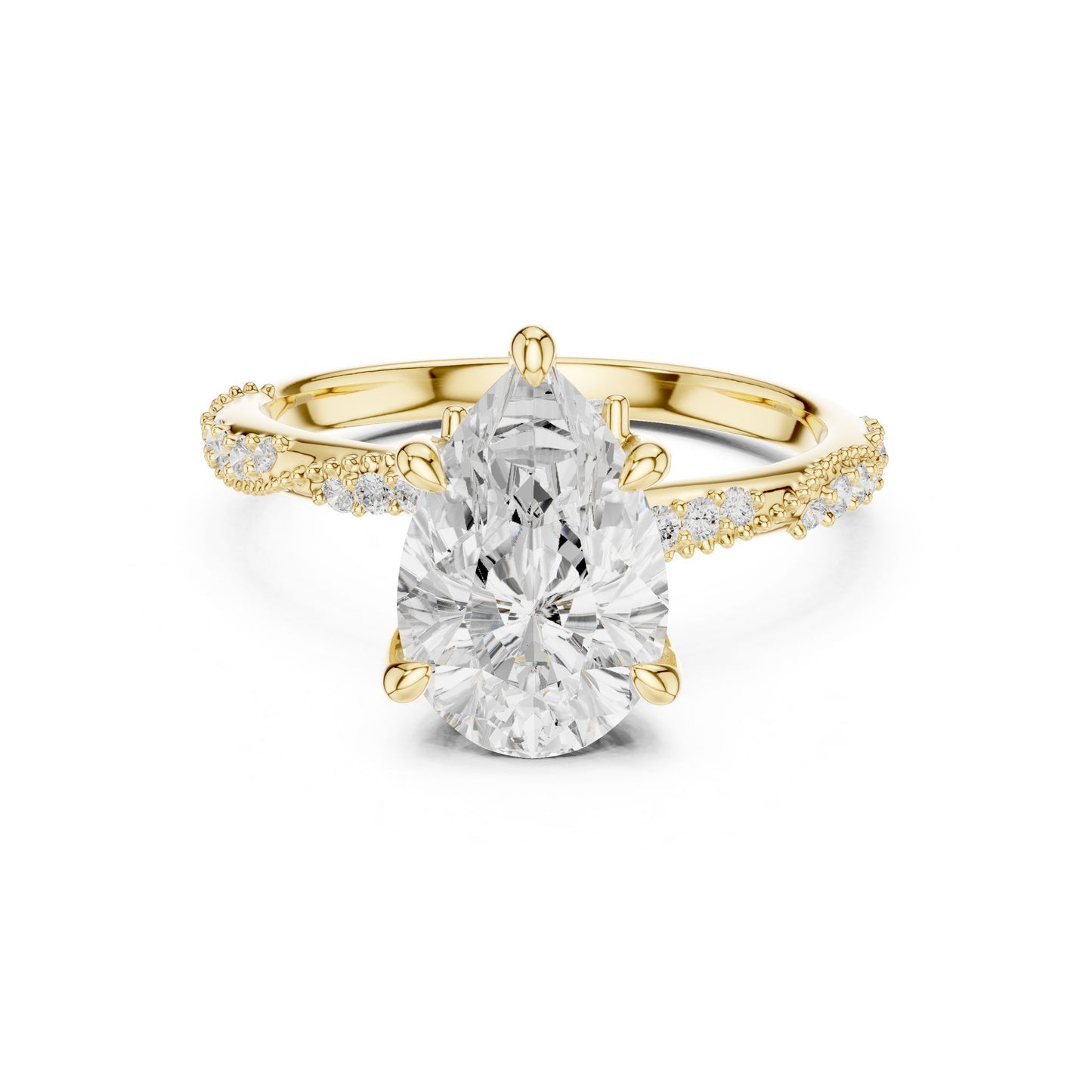 Pear Lab Grown Diamond Pave Engagement Ring