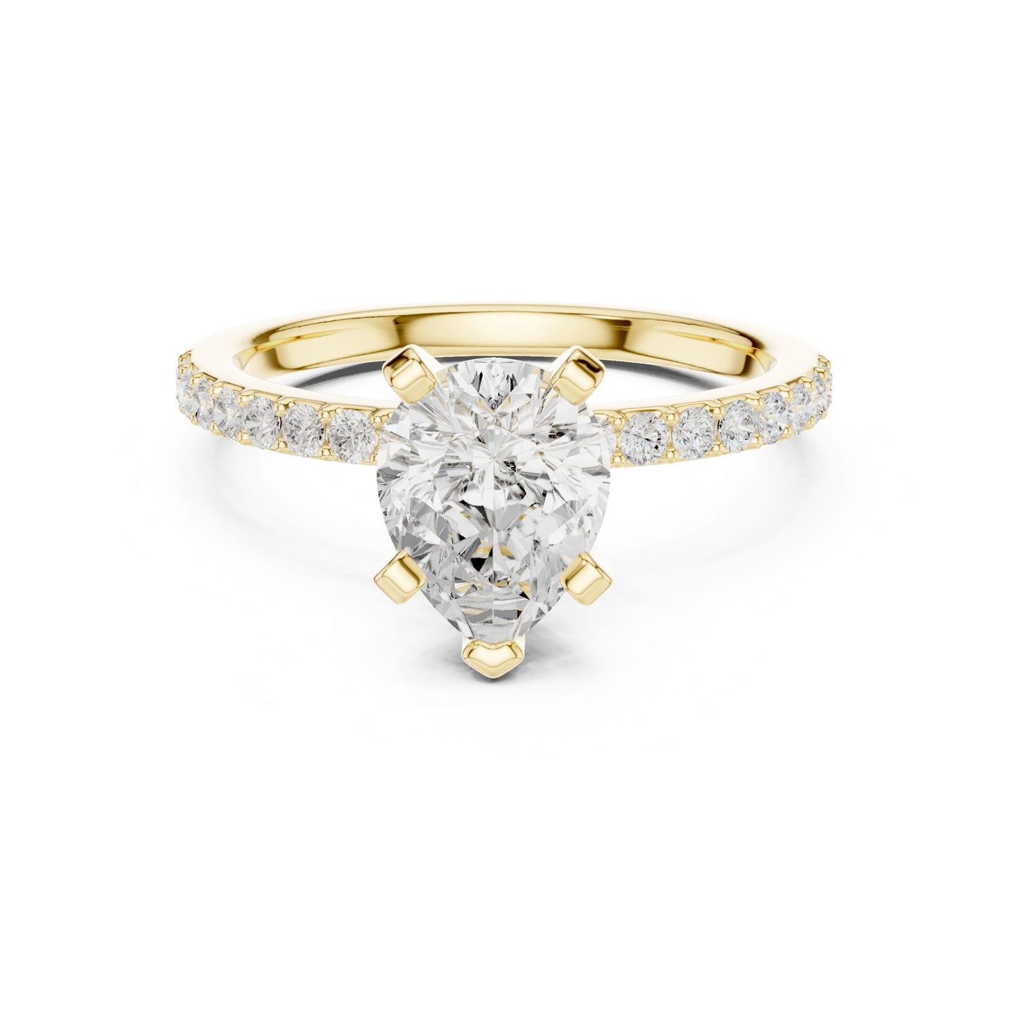 Pear Lab Grown Diamond Pave Engagement Ring