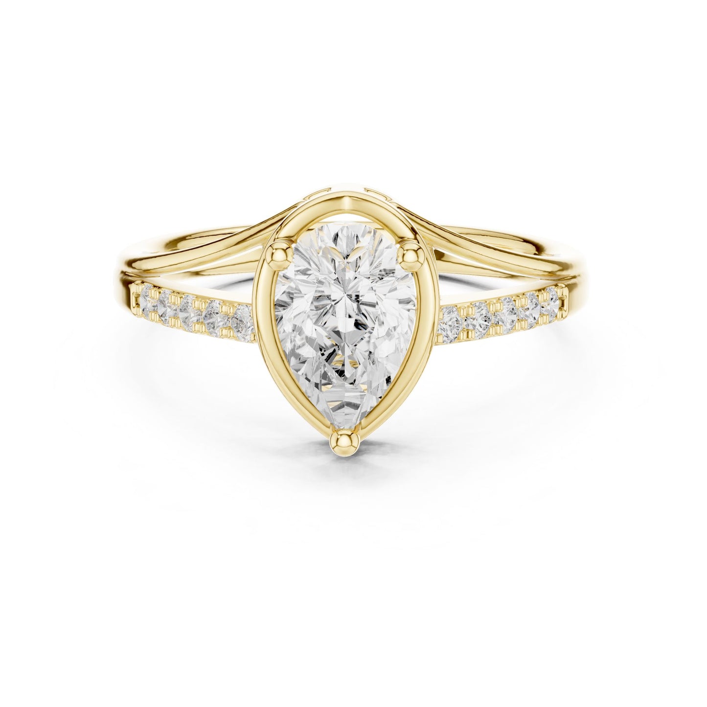 Pear Lab Grown Diamond Side-Stone Engagement Ring