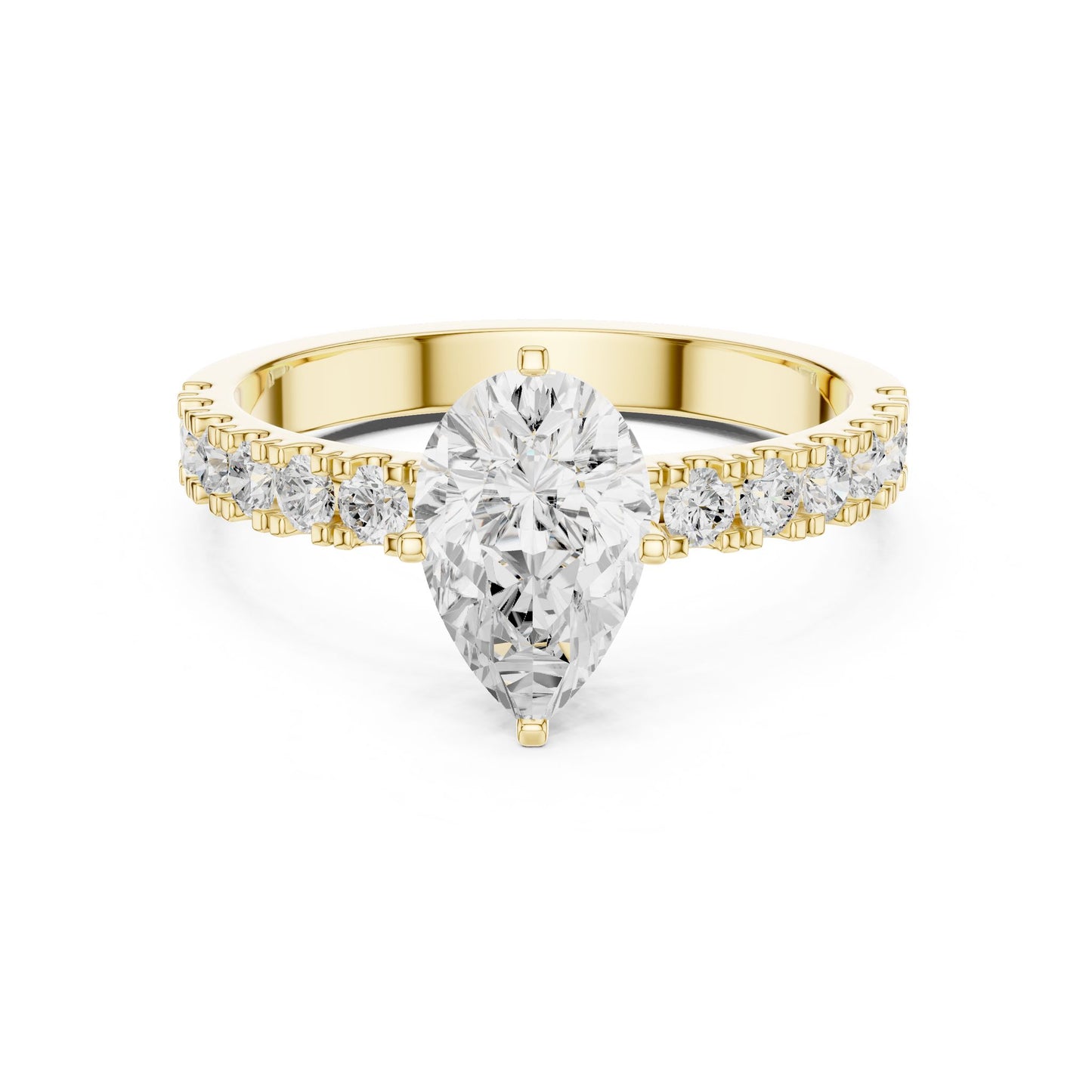 Pear Lab Grown Diamond Side-Stone Engagement Ring