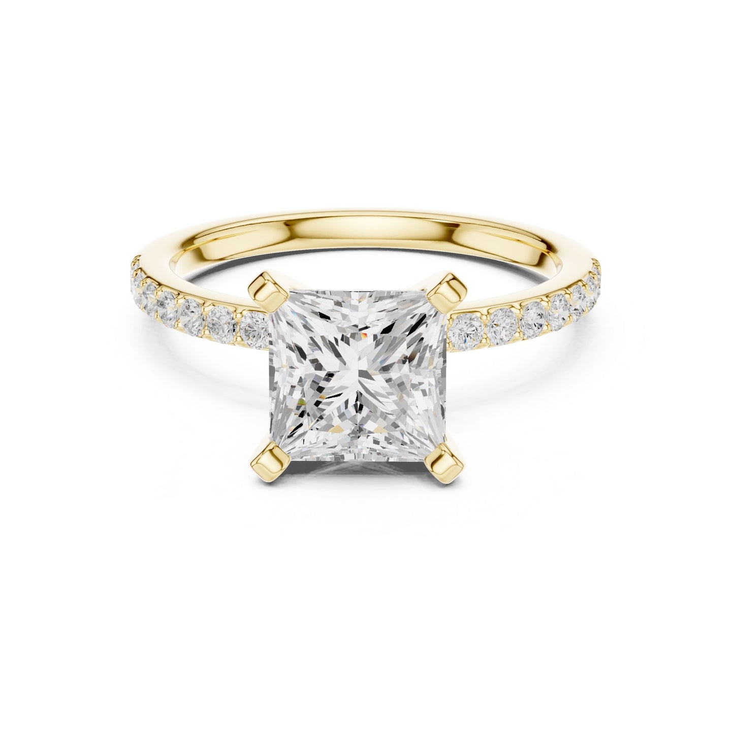 Princess Lab Grown Diamond Pave Engagement Ring