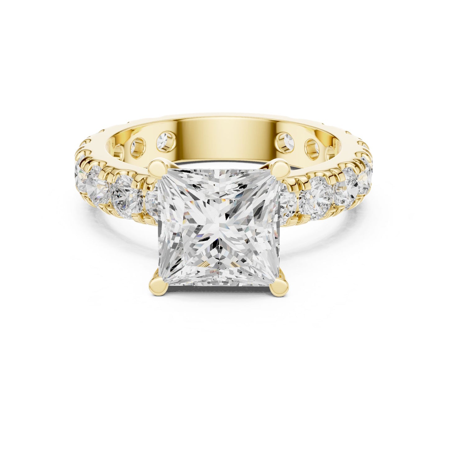 Princess Lab Grown Diamond Pave Engagement Ring