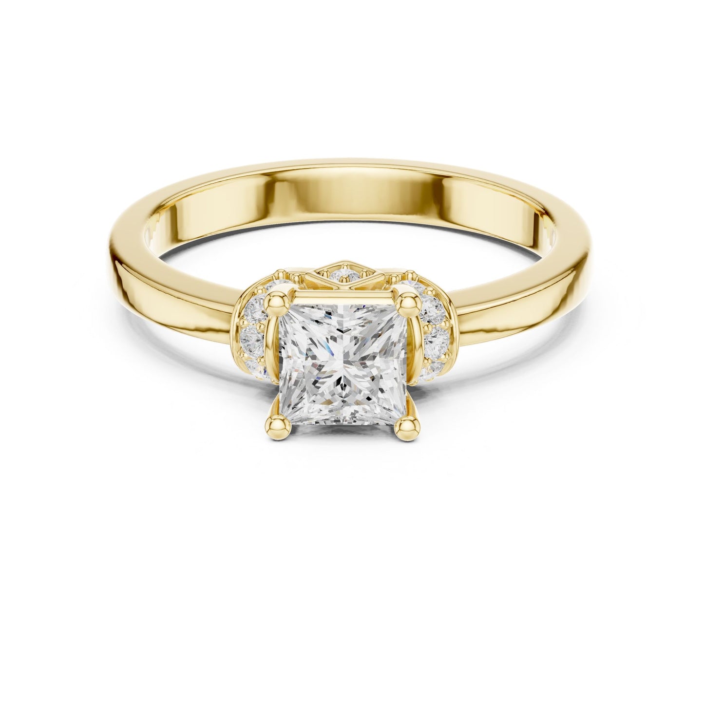 Princess Lab Grown Diamond Side-Stone Engagement Ring