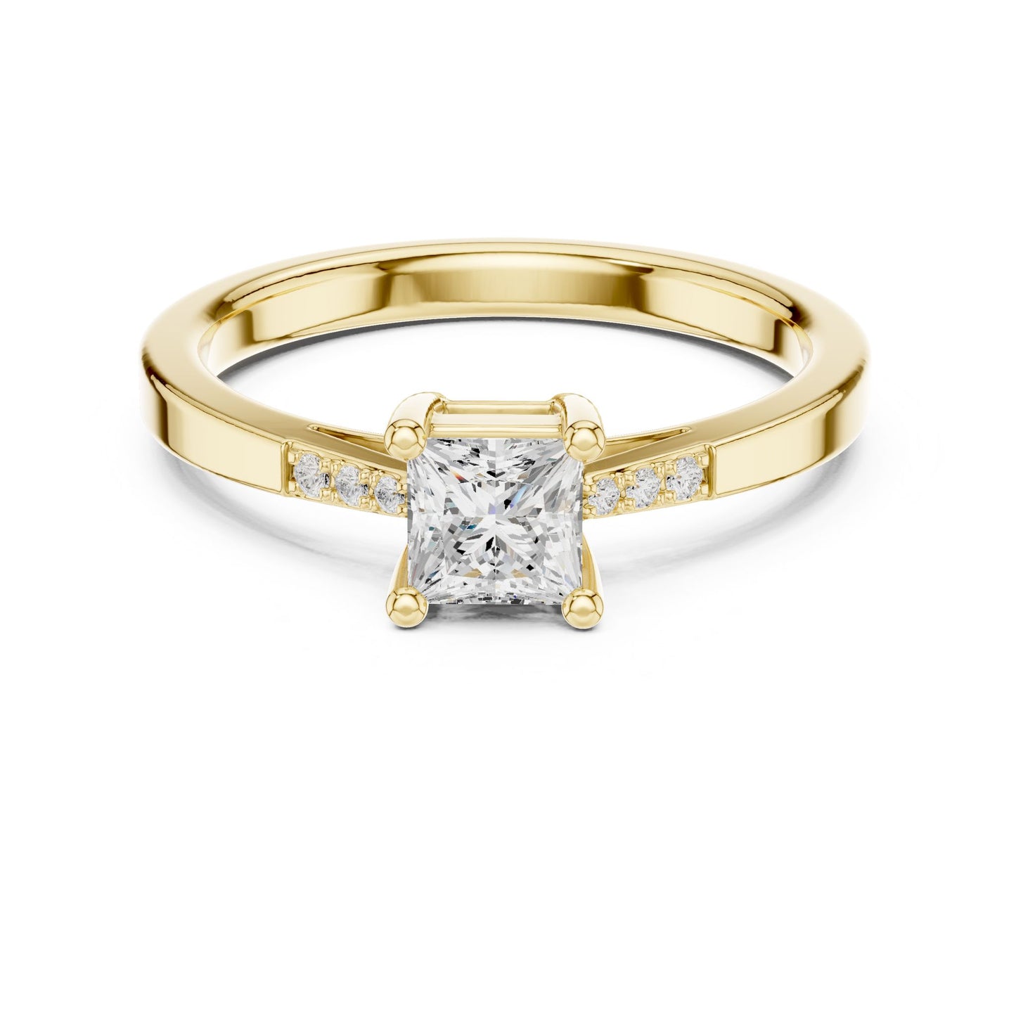 Princess Lab Grown Diamond Side-Stone Engagement Ring