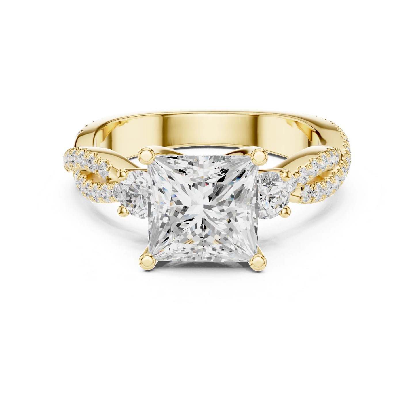 Princess Lab Grown Diamond Side-Stone Engagement Ring