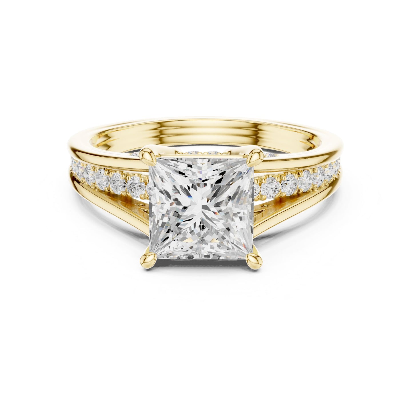 Princess Lab Grown Diamond Side-Stone Engagement Ring